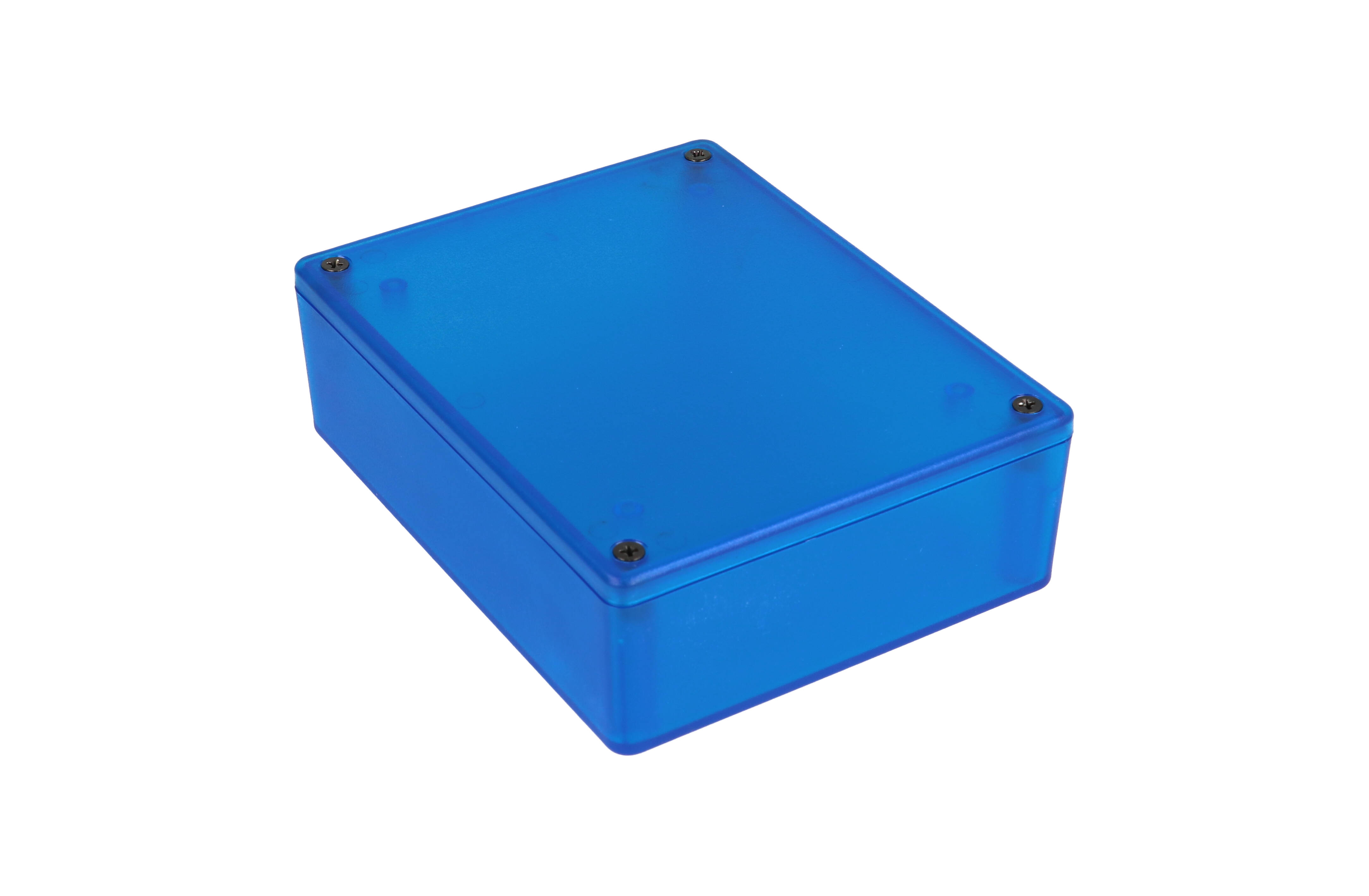 Hammond 1591XXGTBU transparent blue ABS plastic enclosure, 1591XXG size, box and lid shown