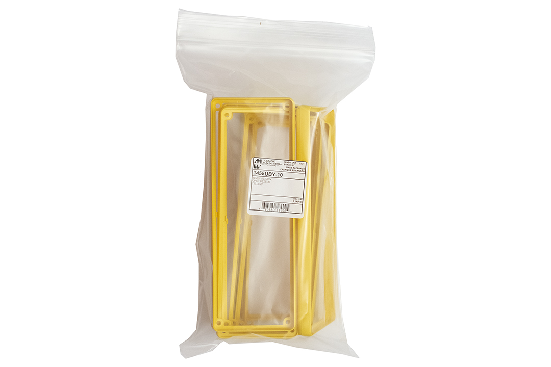 1455UBY-10 — yellow plastic open bezels for 1455U enclosures- 10/pack