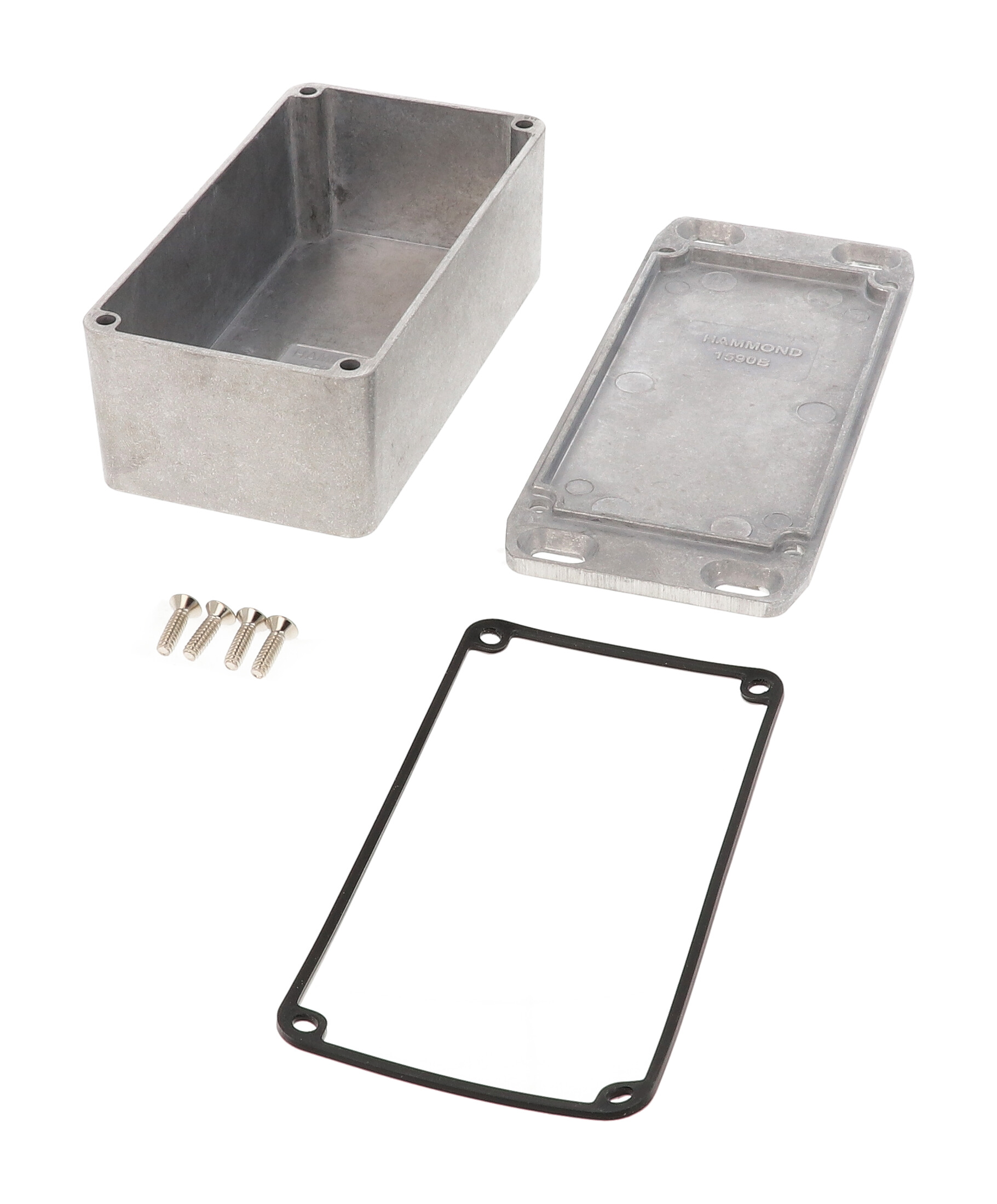 1590WBSFL natural aluminum watertight diecast enclosure with wall-mounting flanged lid