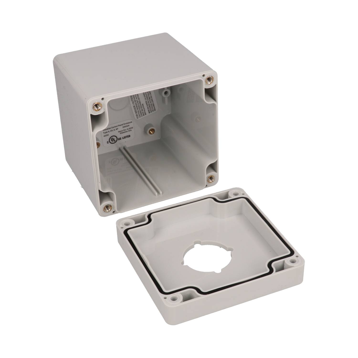 1554PB1A deep light gray polycarbonate one-hole 30.5mm pushbutton enclosure