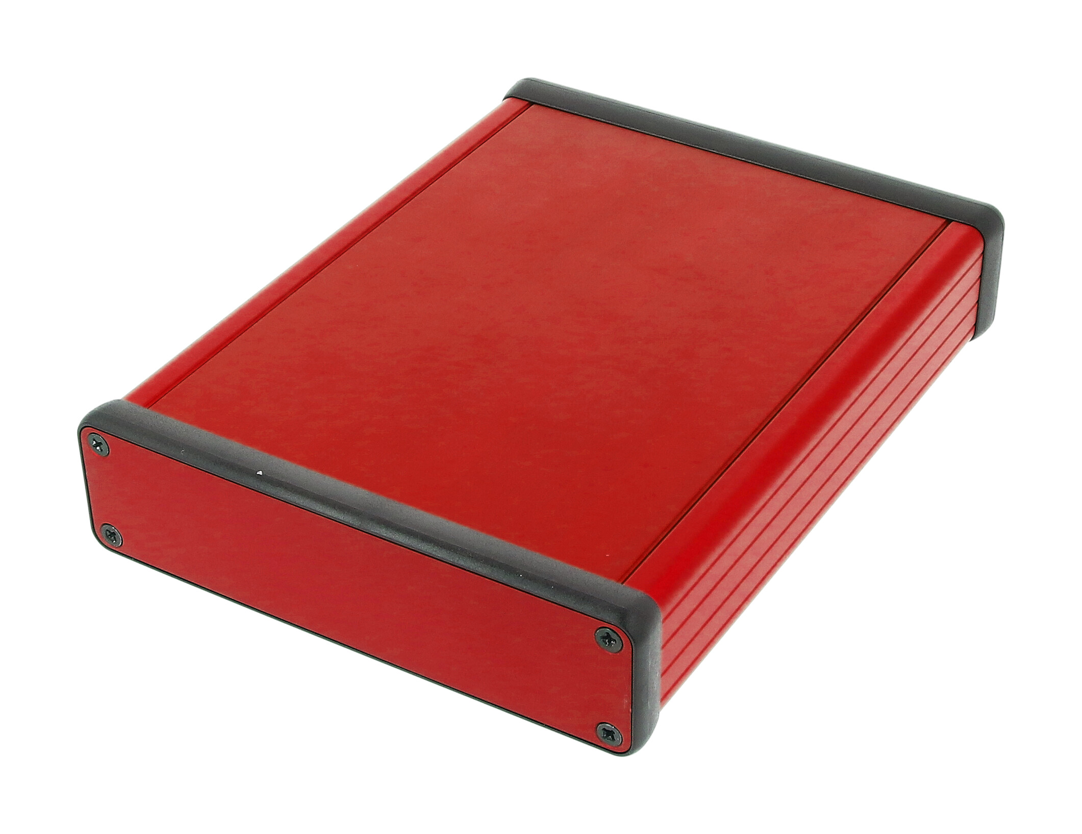 1455P1601RD — red extruded aluminum enclosure w/ metal end panels