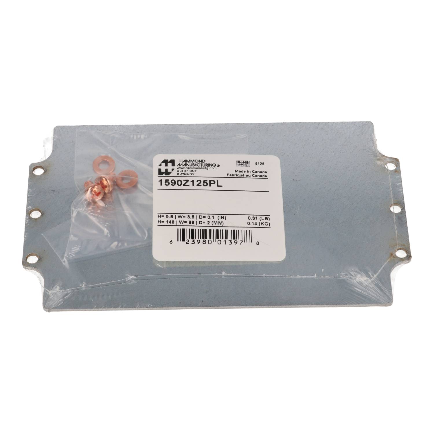 1590Z125PL steel inner mounting panel for 1590Z125 diecast aluminum enclosures