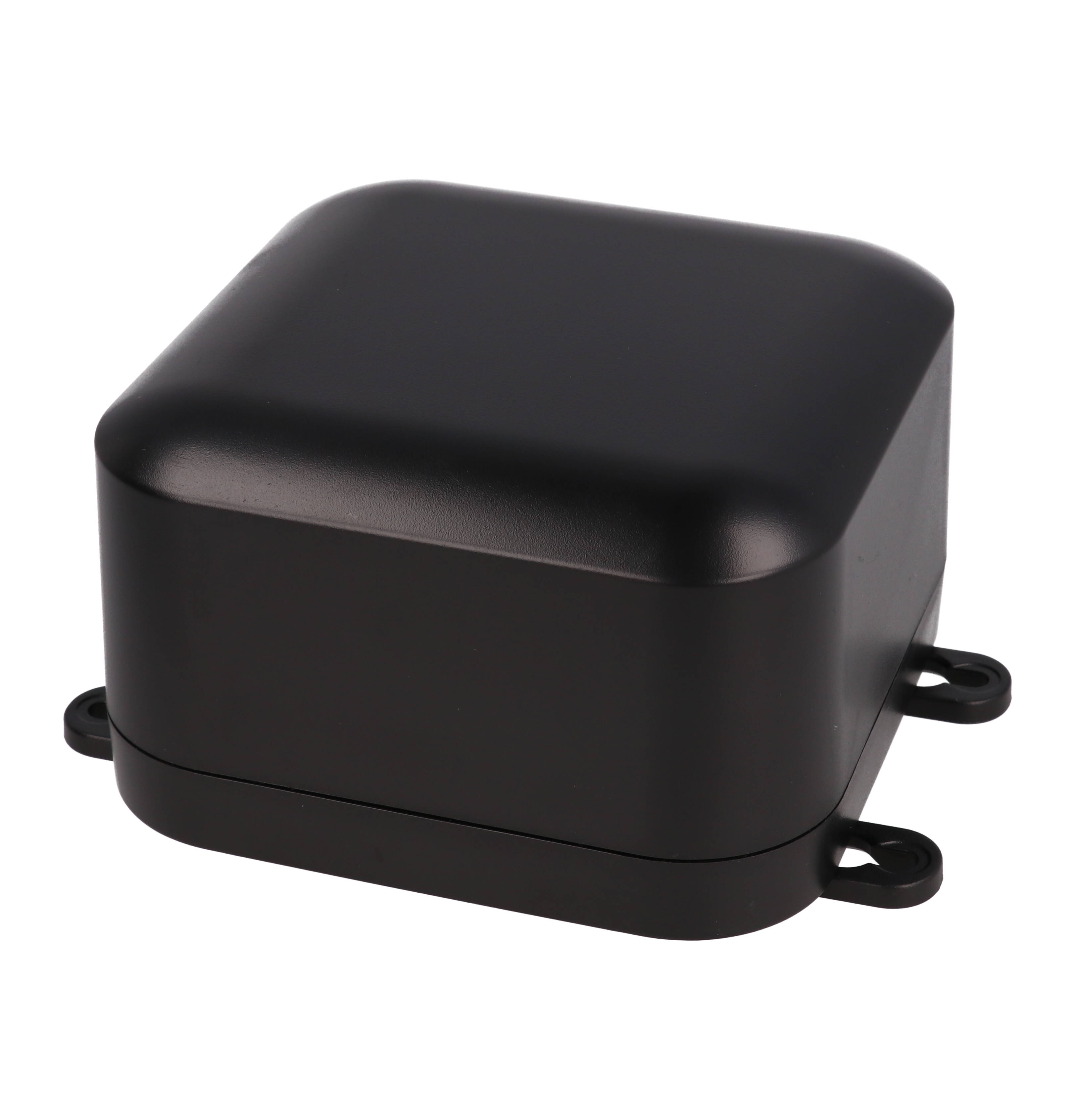 1557DABK black ABS deep watertight enclosure, 120 x 120 x 70 mm, with four-screw gasketed lid