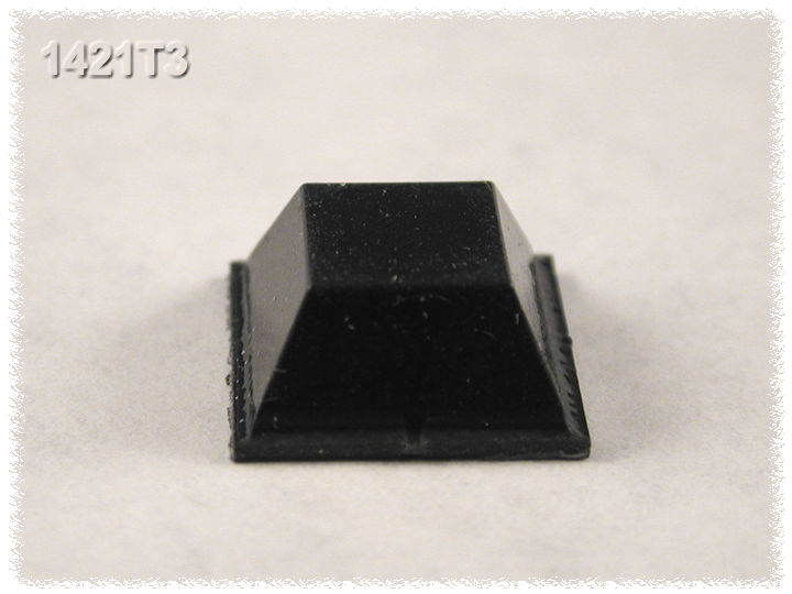 1421T3 black square self-adhesive rubber feet, package of 24