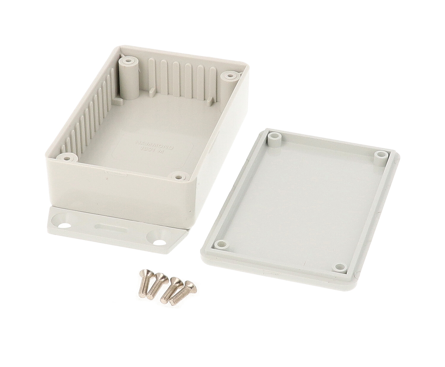 1591MF2SGY light gray ABS plastic enclosure with bottom mounting flange
