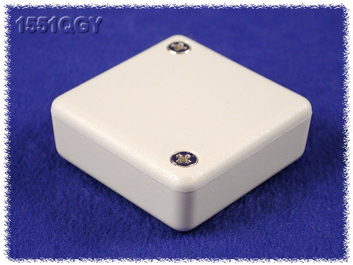1551QGY light gray ABS plastic miniature enclosure, 40 x 40 x 15 mm, with lid