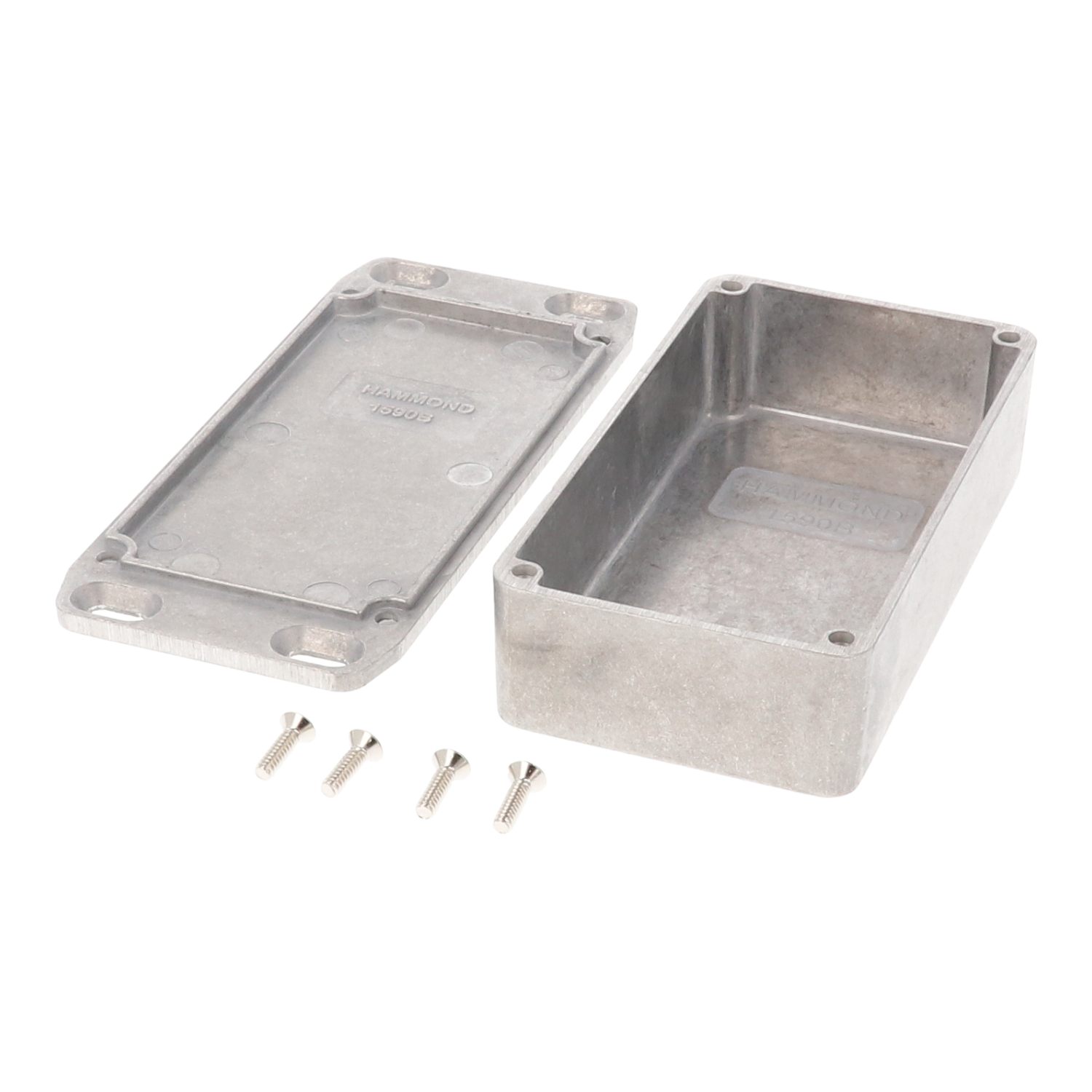1590BFL natural diecast aluminum enclosure with wall-mounting flanged lid