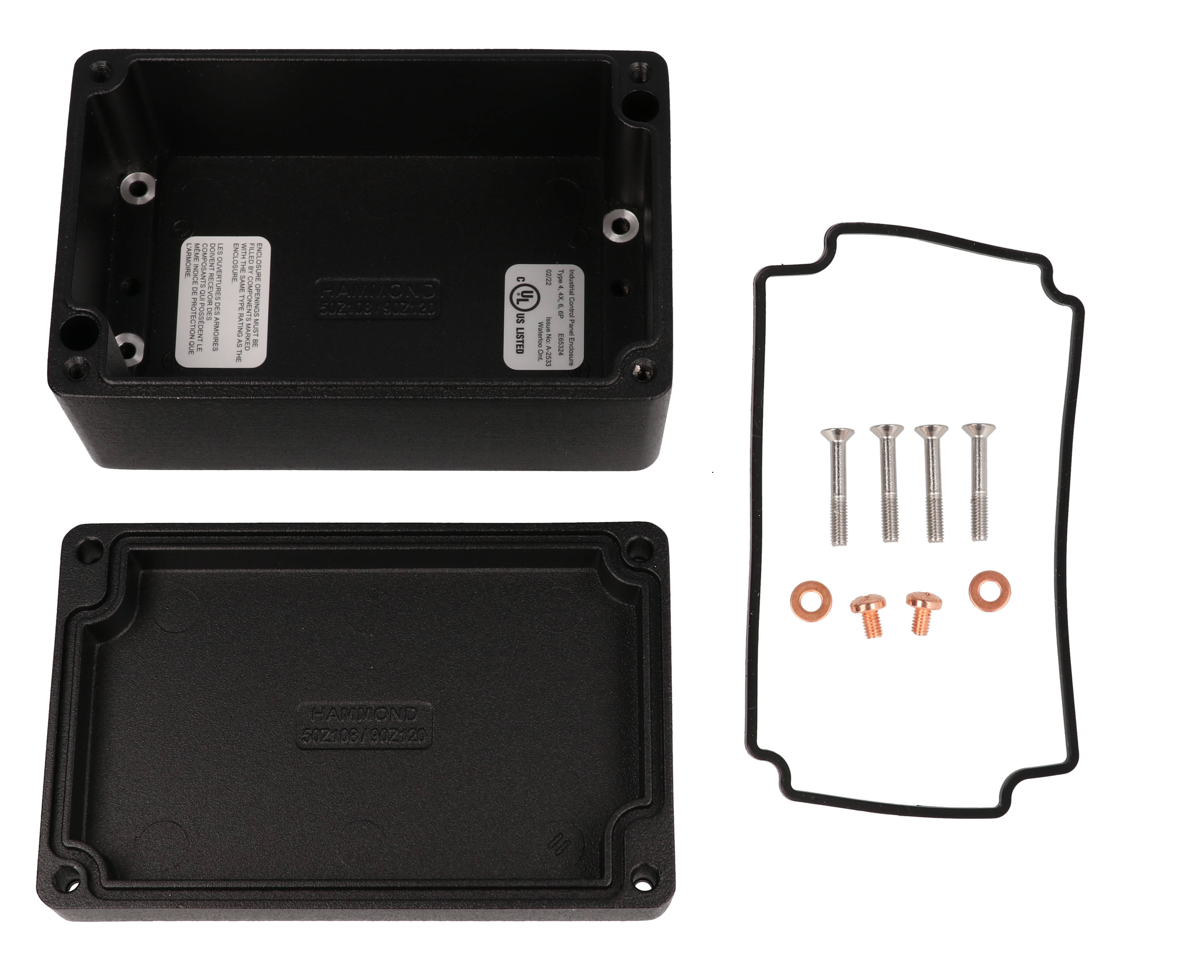 1590Z120BK textured black diecast aluminum enclosure, 125 x 80 x 59 mm