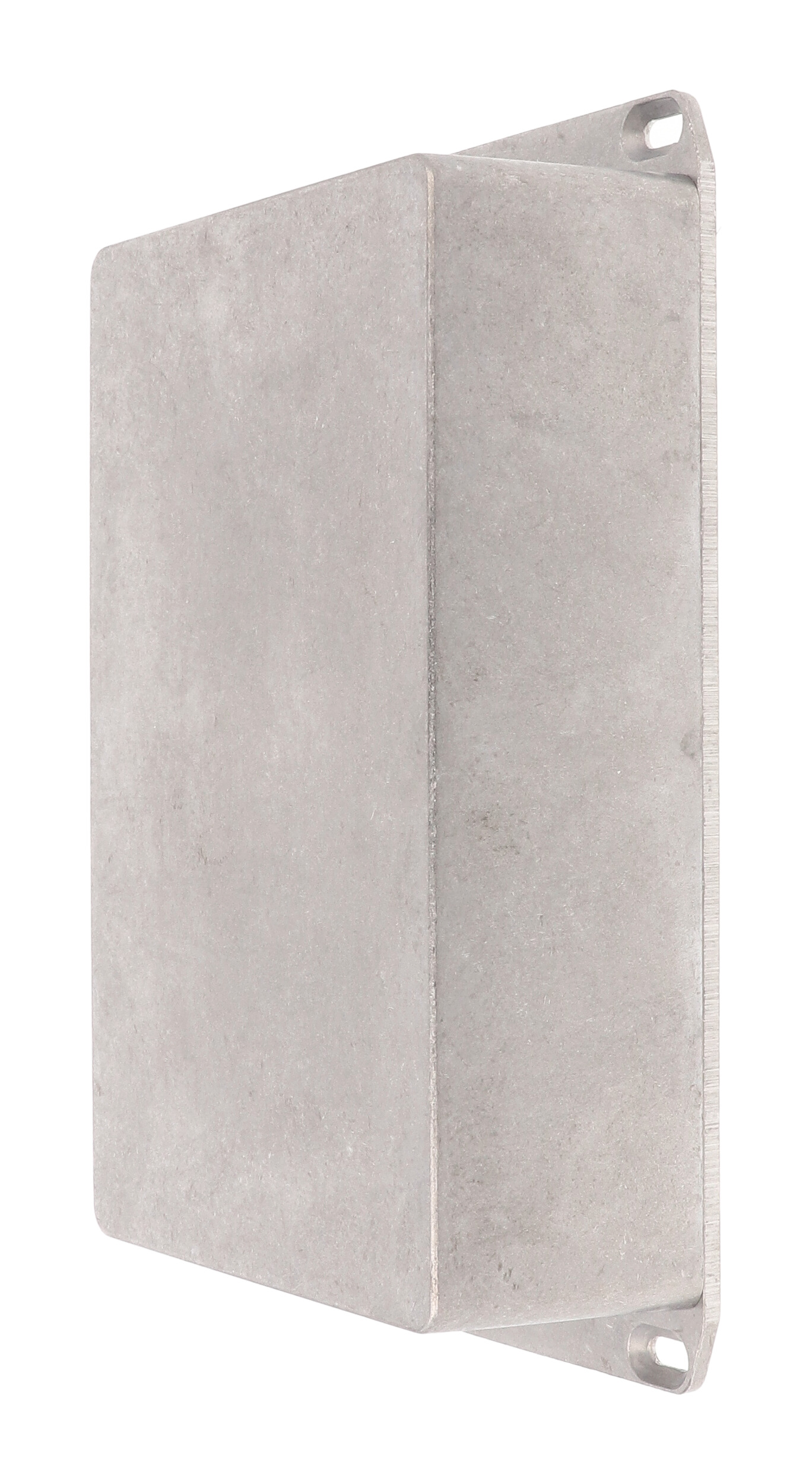 1590DFL natural diecast aluminum enclosure with wall-mounting flange integrated into the lid