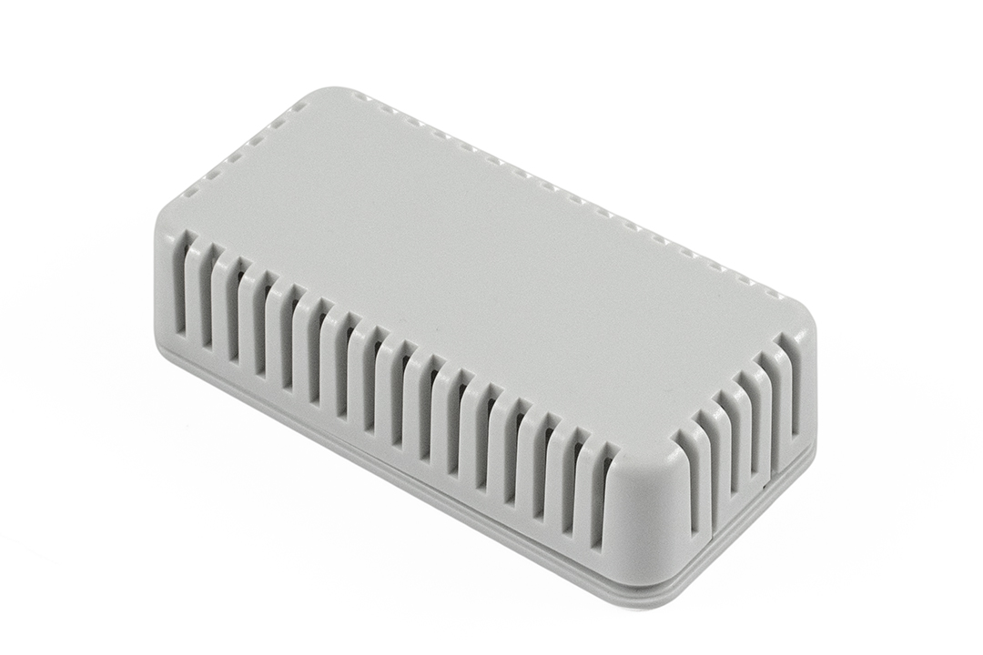 1551V2GY gray vented rectangular ABS snap-fit miniature enclosure, 80 x 40 mm x 20 mm
