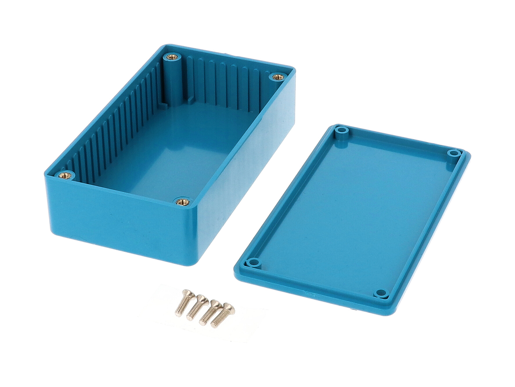 1591BBU blue 112 x 62 x 31 mm ABS plastic enclosure without mounting flanges with molded card guides
