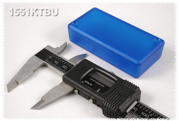 1551KTBU translucent blue ABS plastic miniature enclosure, 80 x 40 x 20 mm