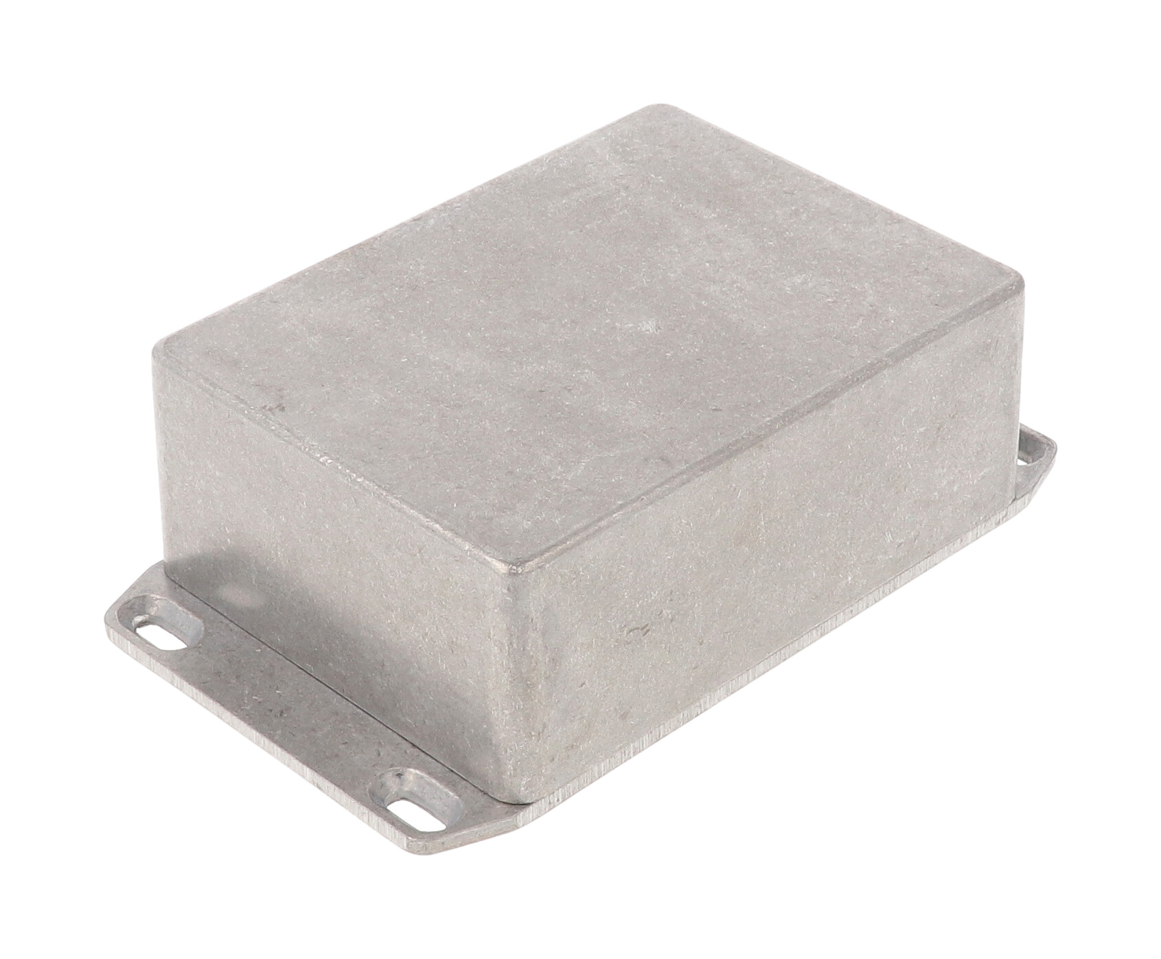 1590SFL natural aluminum diecast aluminum enclosure with wall-mounting flanged lid, 110 x 82 x 44 mm