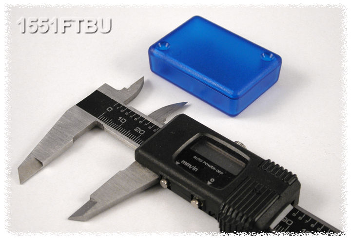 1551FTBU translucent blue ABS miniature enclosure, 50 x 35 x 15 mm