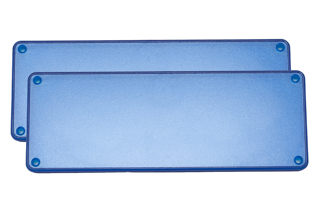 1455UPLTBU — transparent blue plastic solid bezel for 1455U enclosures- 2/pack
