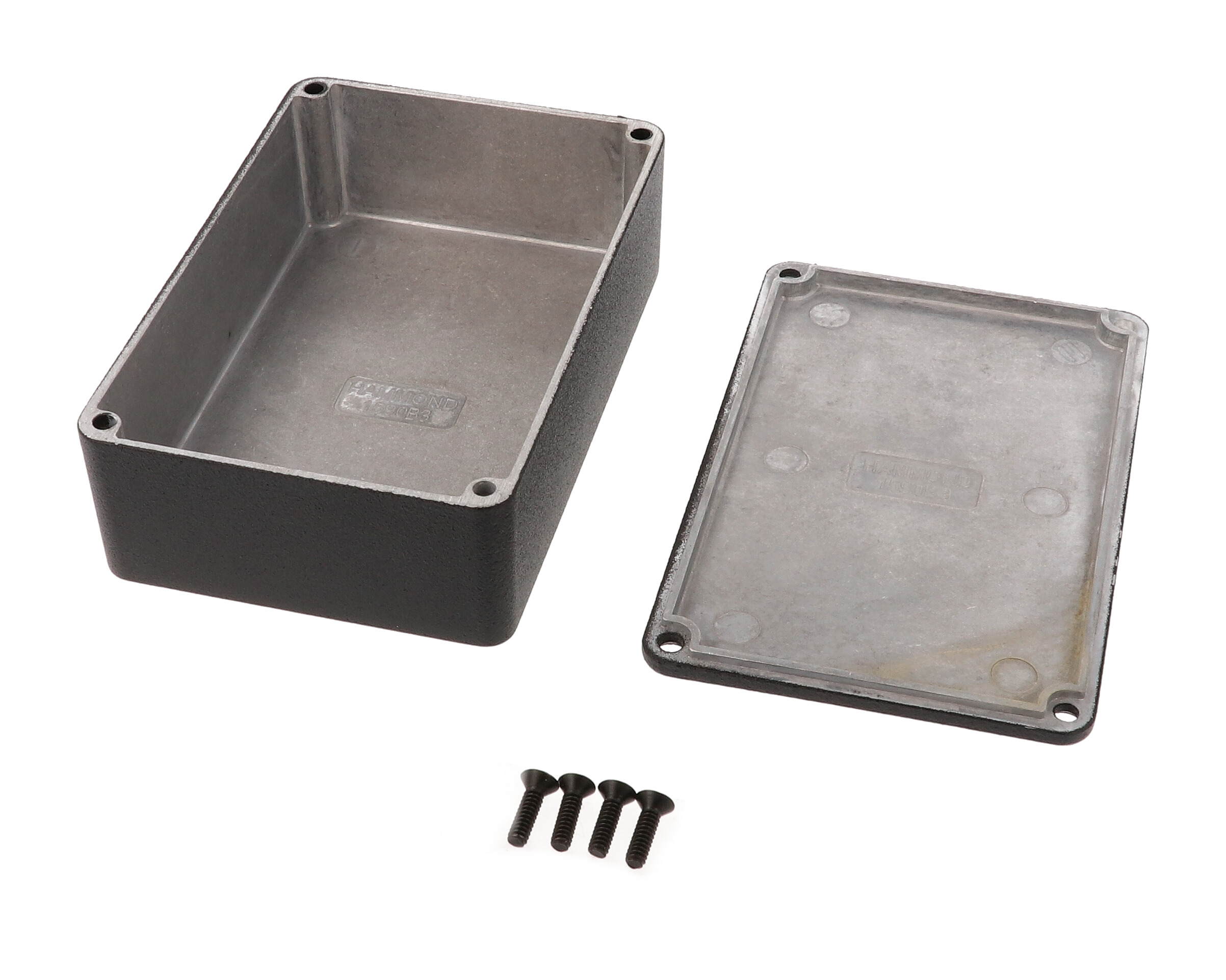 1590B3BK textured black diecast aluminum enclosure, 116 x 77 x 38 mm