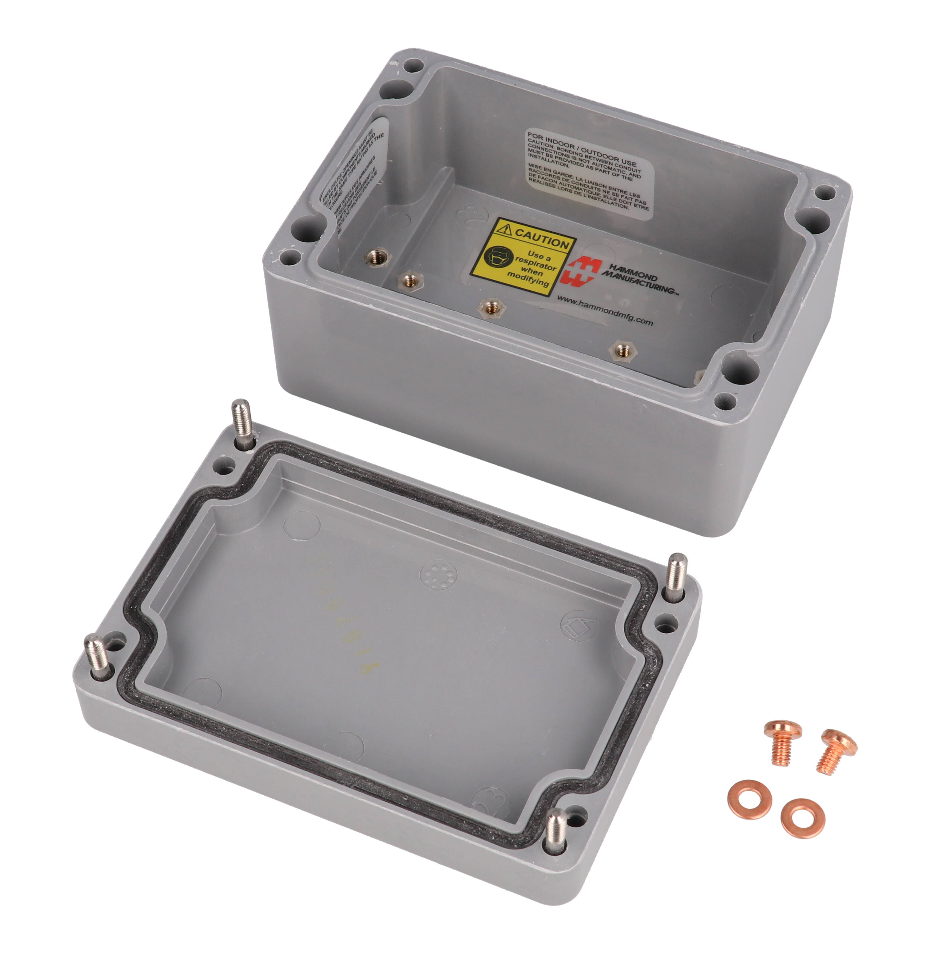 1590ZGRP082 gray fiberglass watertight enclosure, 110 x 75 x 55 mm