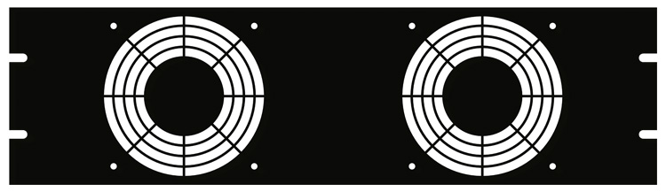 Hammond PPGP191202BK1 3U 19 in black steel rack panel with two 120 mm square fan grill openings