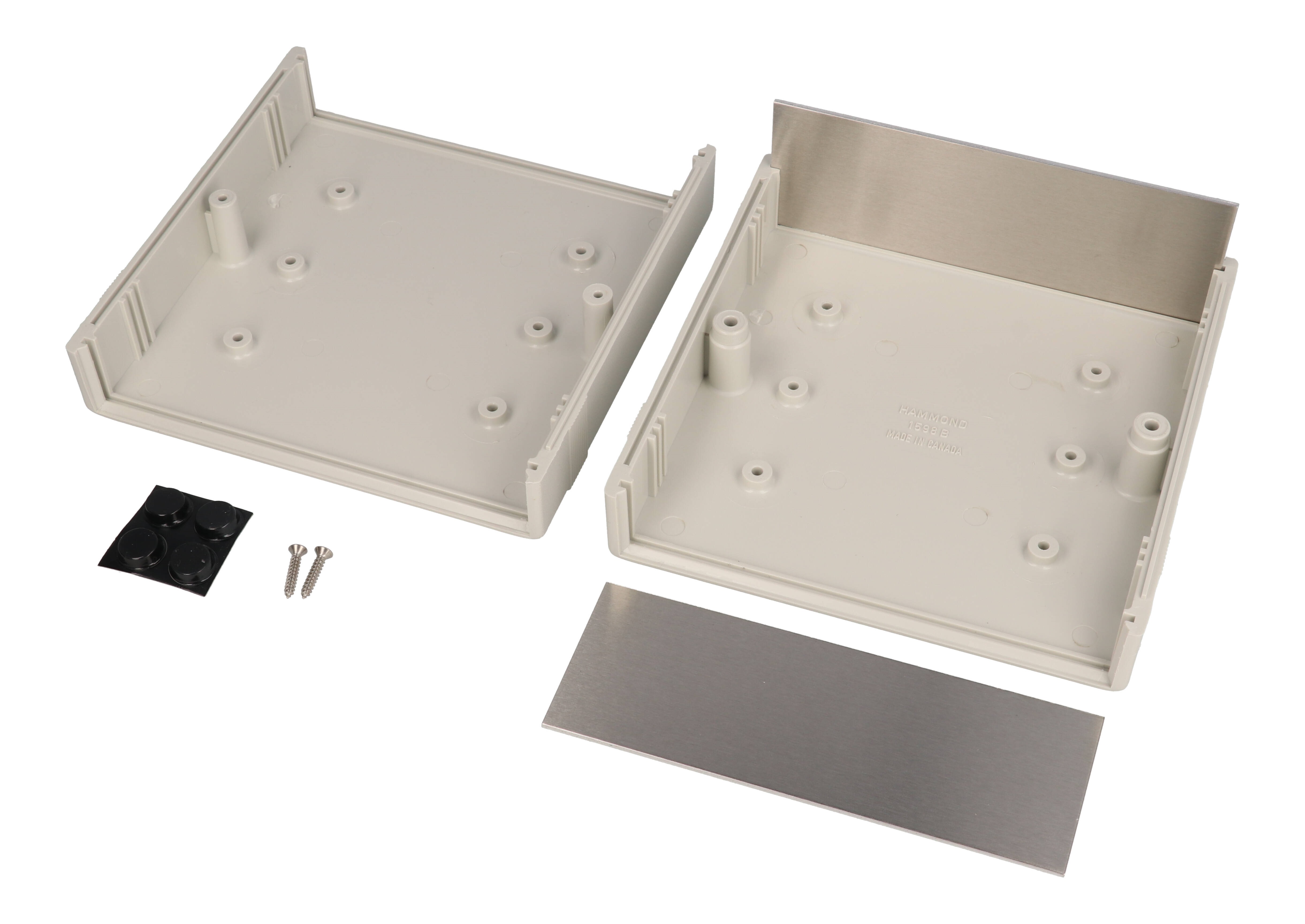 1598BSGY light gray ABS 1598 Series instrument case with brushed aluminum end panels