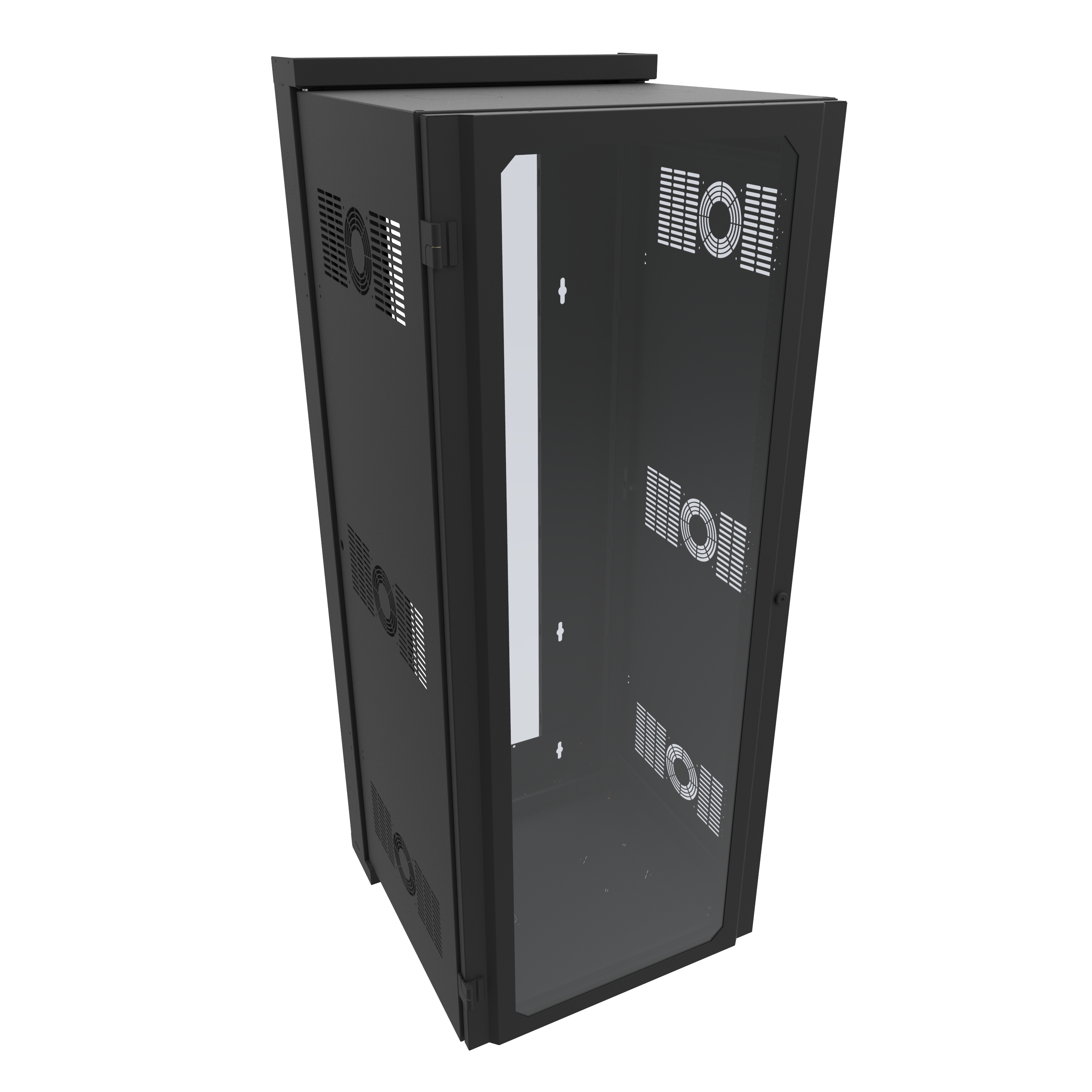Hammond HWM2432U20WDBK 32U black swing-out wall-mount rack cabinet with locking window front door