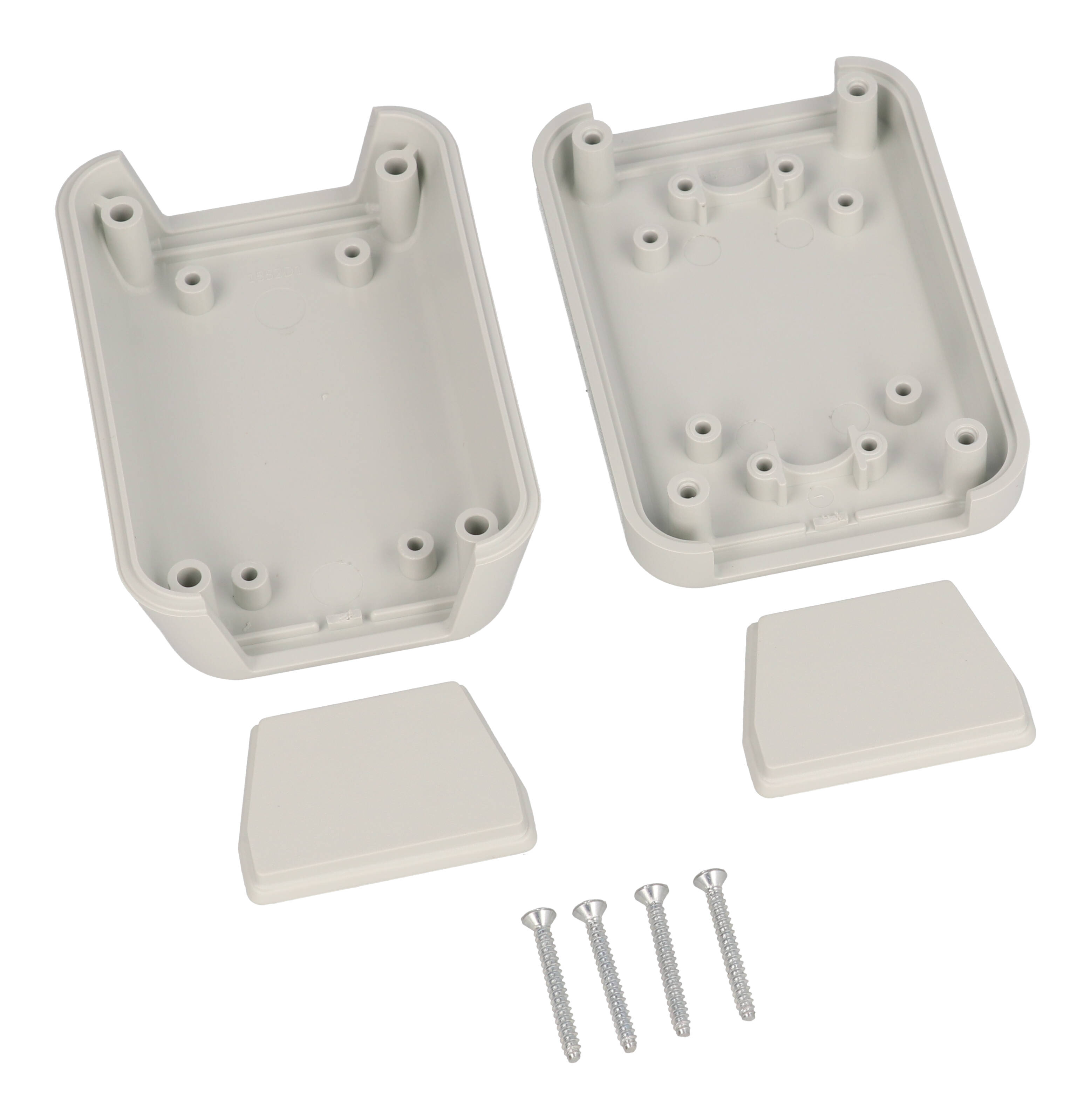 1552D1GY light gray 70 x 50 x 30 mm hand-held ABS plastic enclosure with recessed top and removable end panels