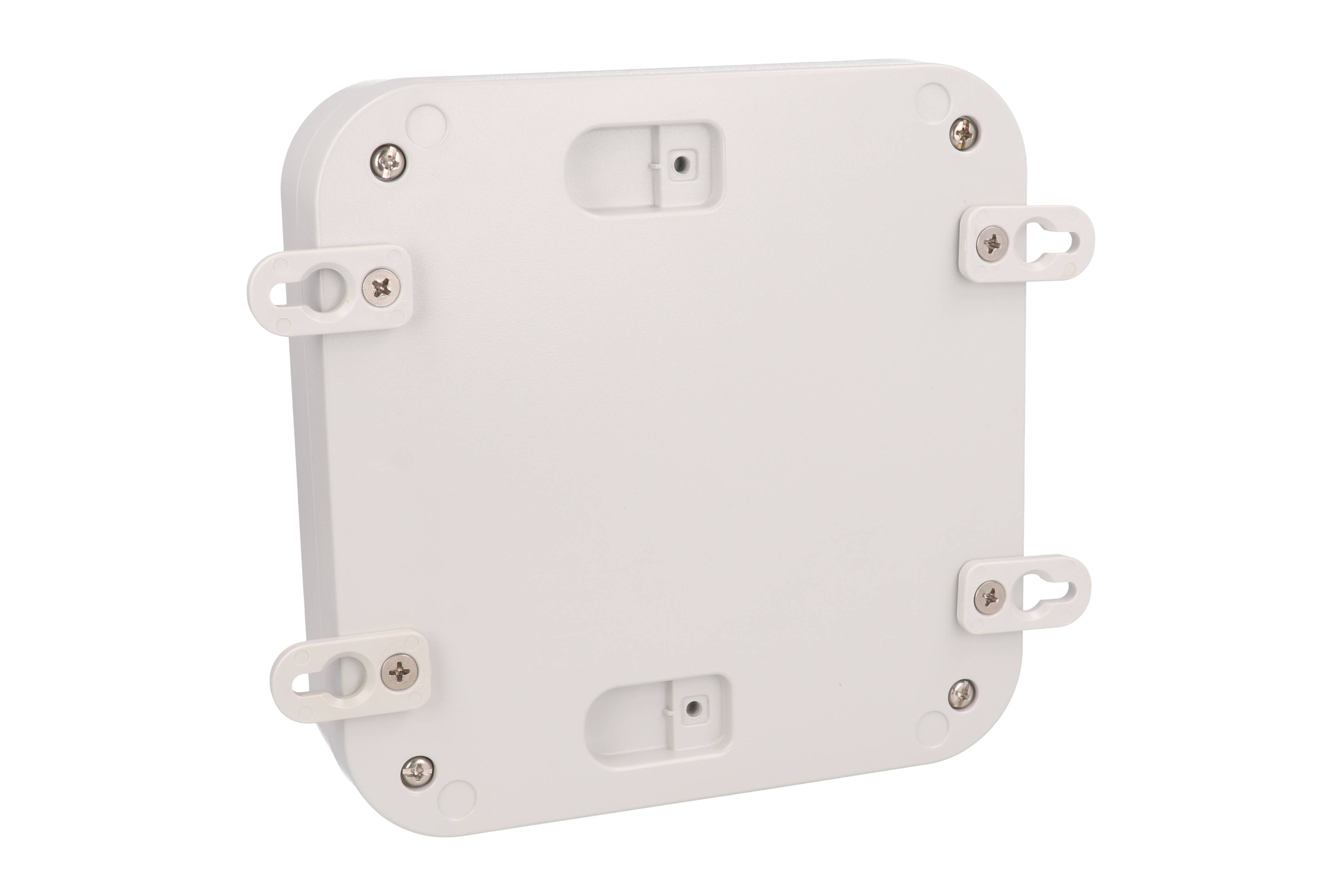 1557F2GY light gray RAL7035 polycarbonate watertight enclosure measuring 160 x 160 x 45 mm