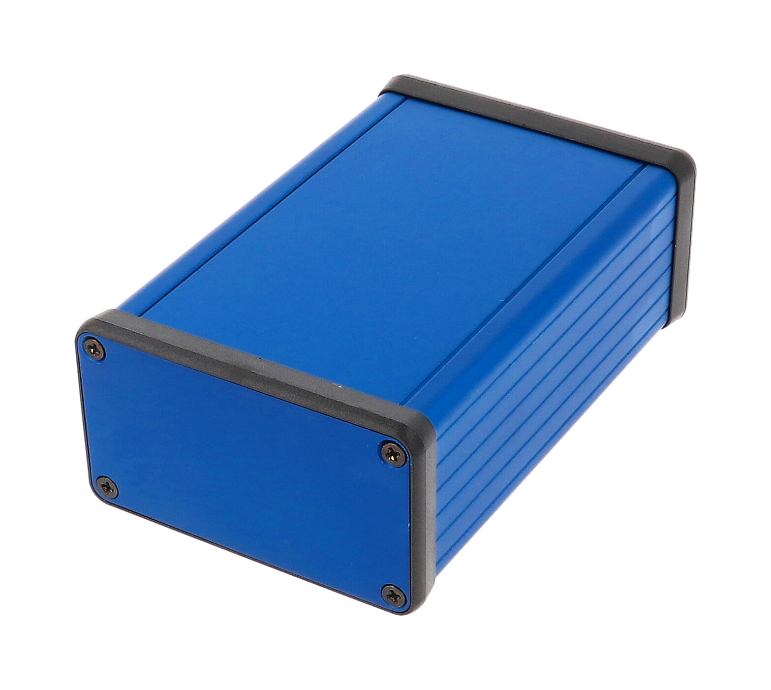 1455K1201BU — blue extruded aluminum enclosure w/ metal end panels