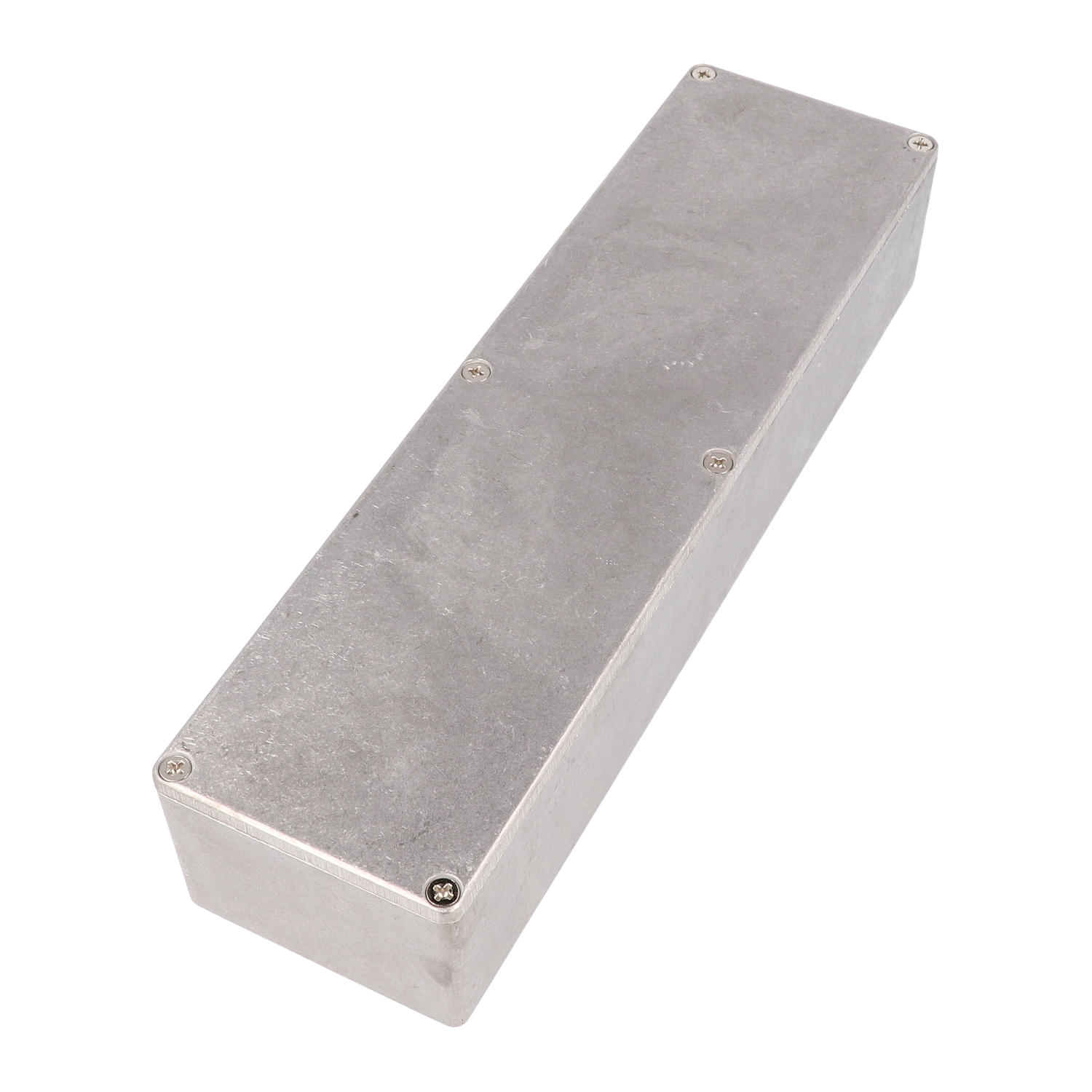 1590BX long natural diecast aluminum enclosure with six-screw lid