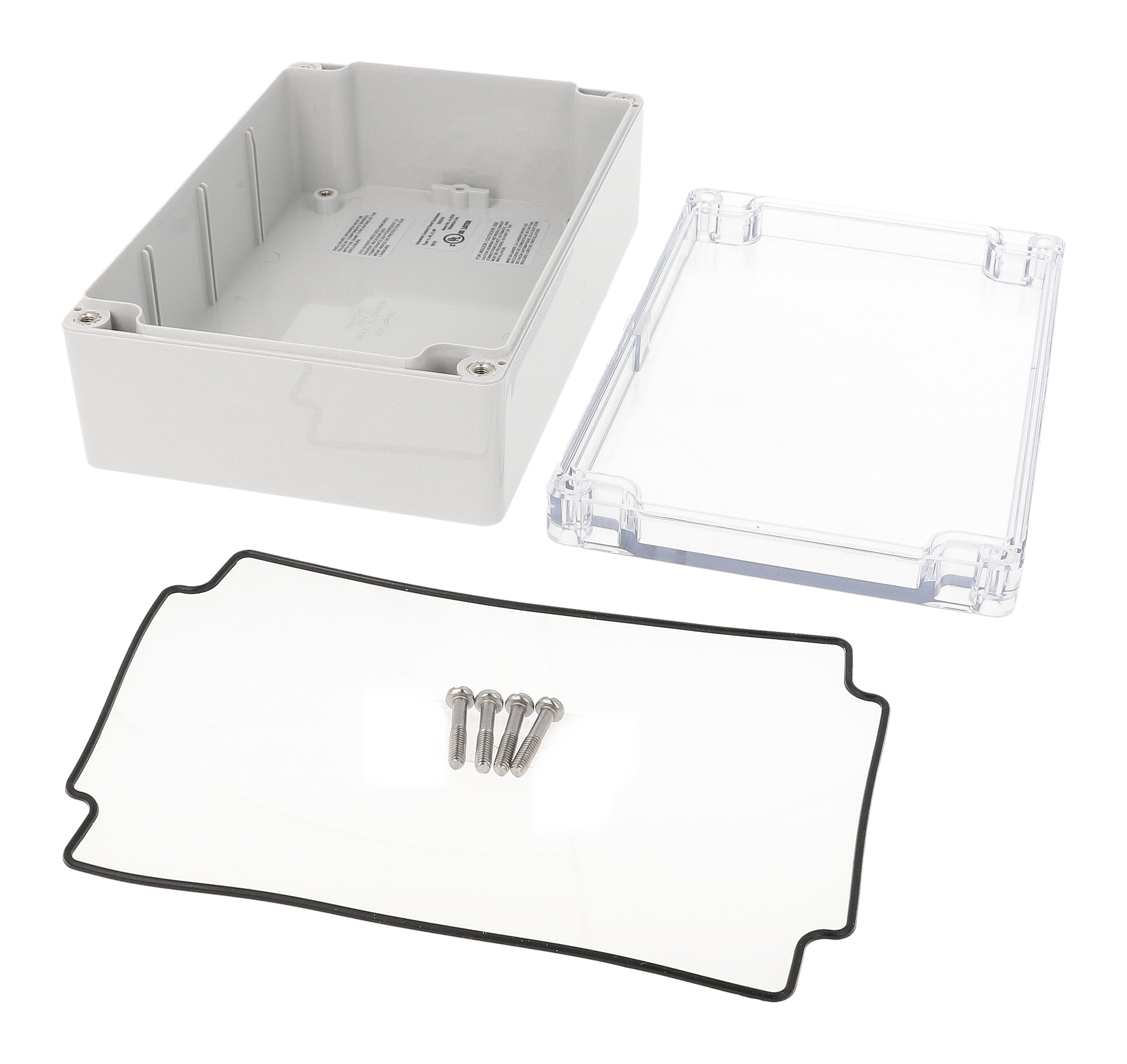 1554H2GYCL light gray polycarbonate 180 x 120 mm enclosure with clear lid
