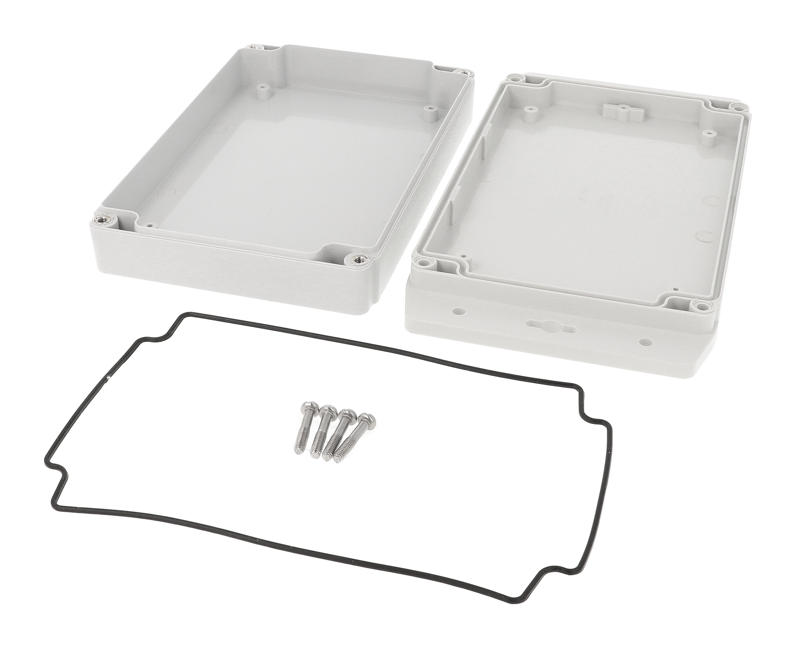 1555HF17GY light grey ABS flanged enclosure, 180 x 120 x 38 mm
