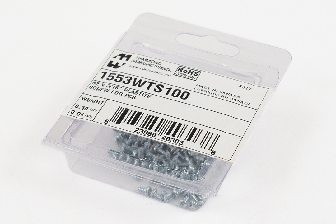 1553WTS100 100-pack of #2 x 3/16 inch plastite self-tapping PCB mounting screws
