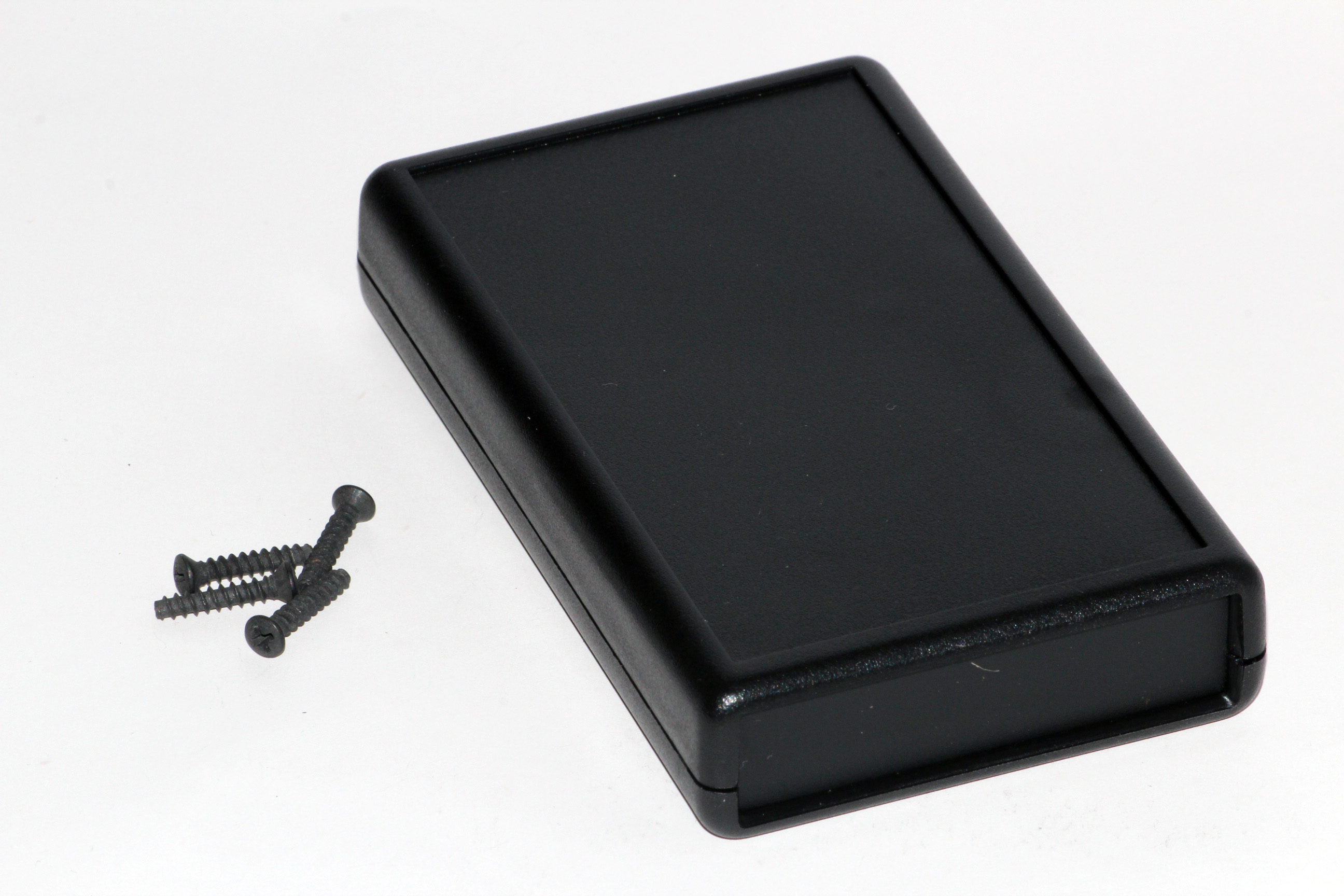 1593TBK black low-profile ABS hand-held enclosure, 112 mm