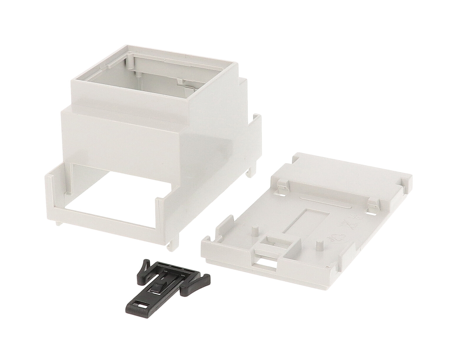 1597DIN3MH53 light grey DIN 3 open-top DIN rail enclosure with open terminals