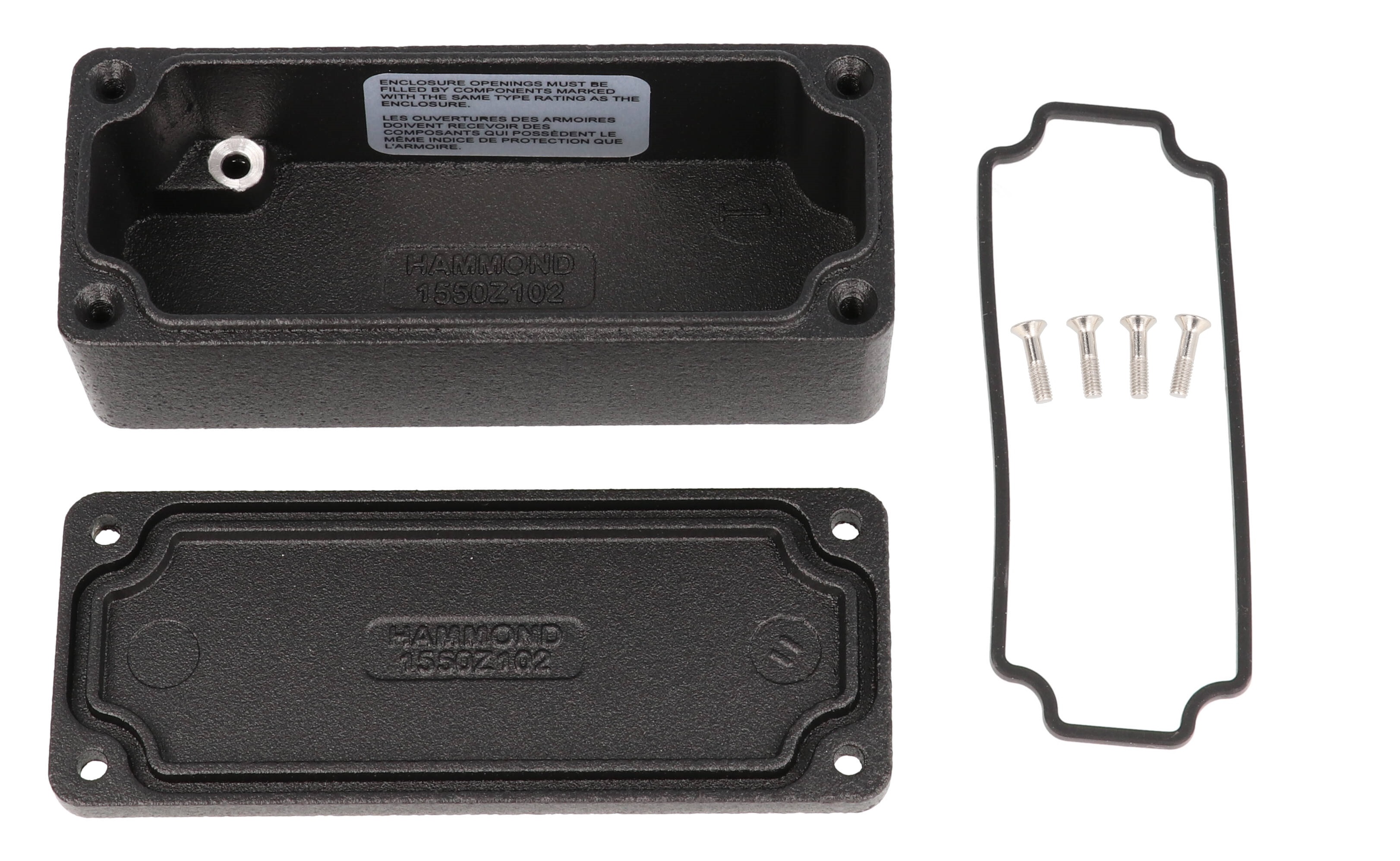 1550Z102BK black textured narrow thick-wall watertight diecast enclosure, 90 x 36 x 30 mm