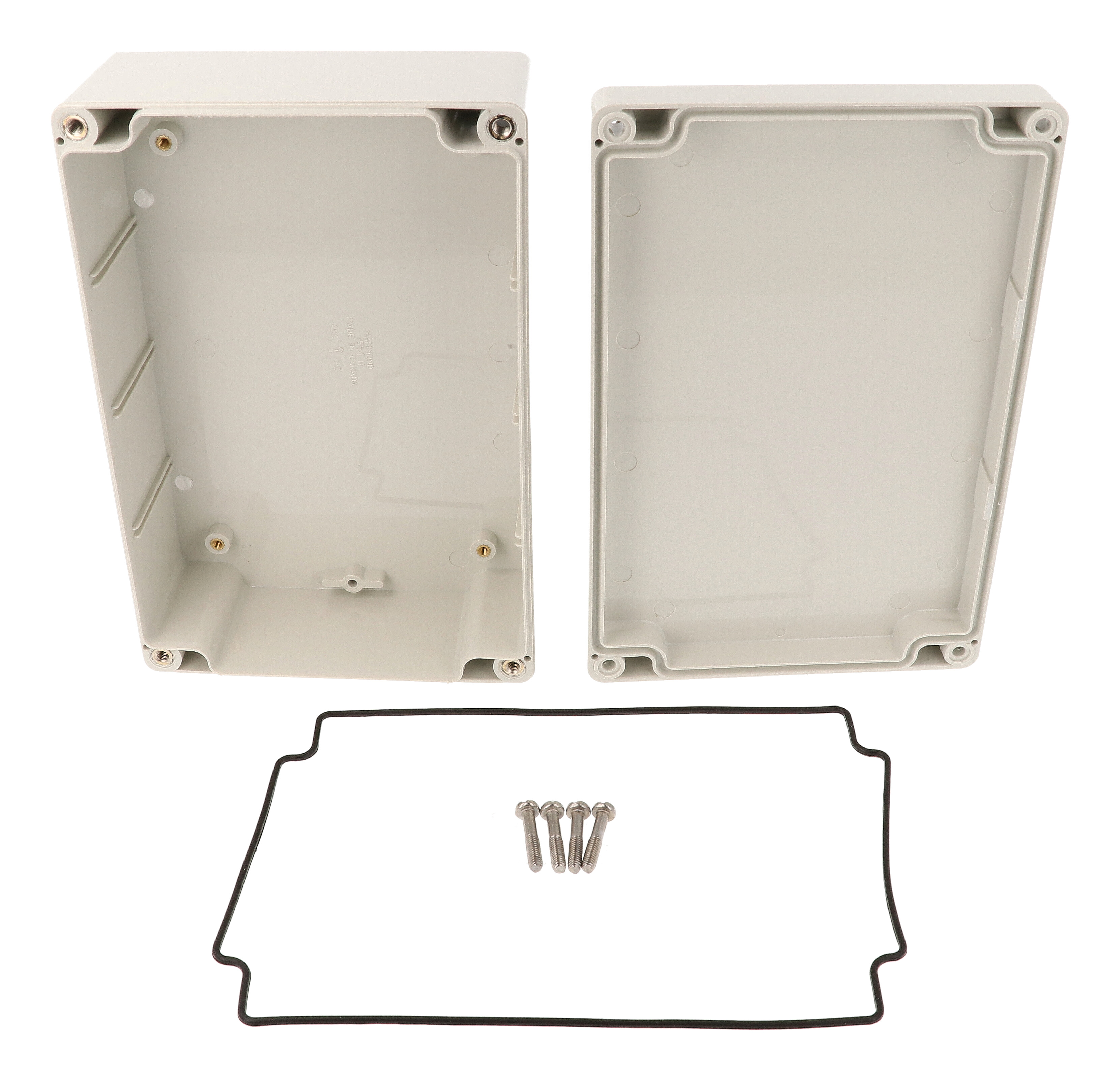 1554HGY light gray ABS watertight enclosure, 180 x 120 x 61 mm, with screw-down gray lid