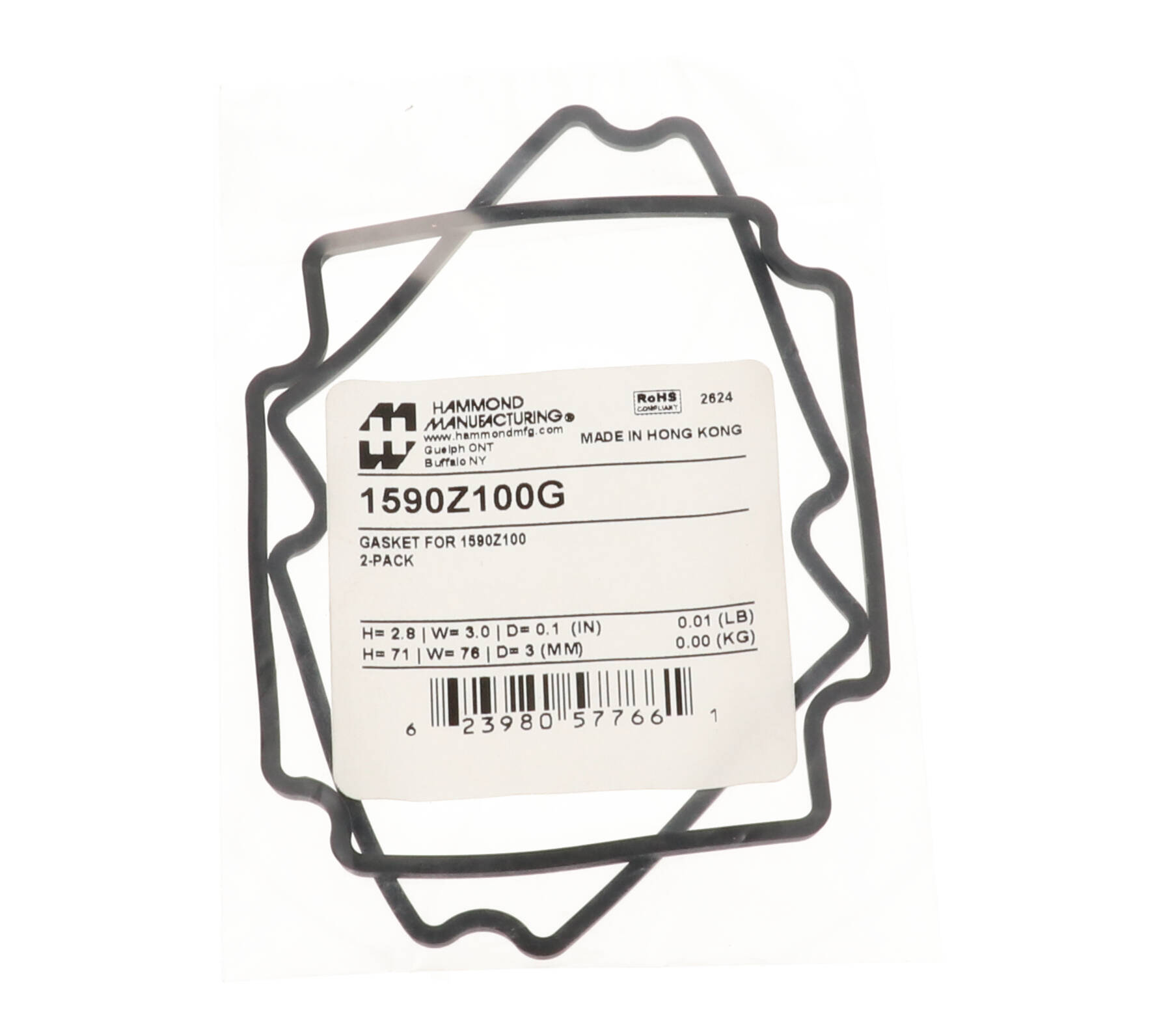 1590Z100G replacement silicone gasket two-pack for 1590Z100 and 1590Z110 diecast aluminum enclosures