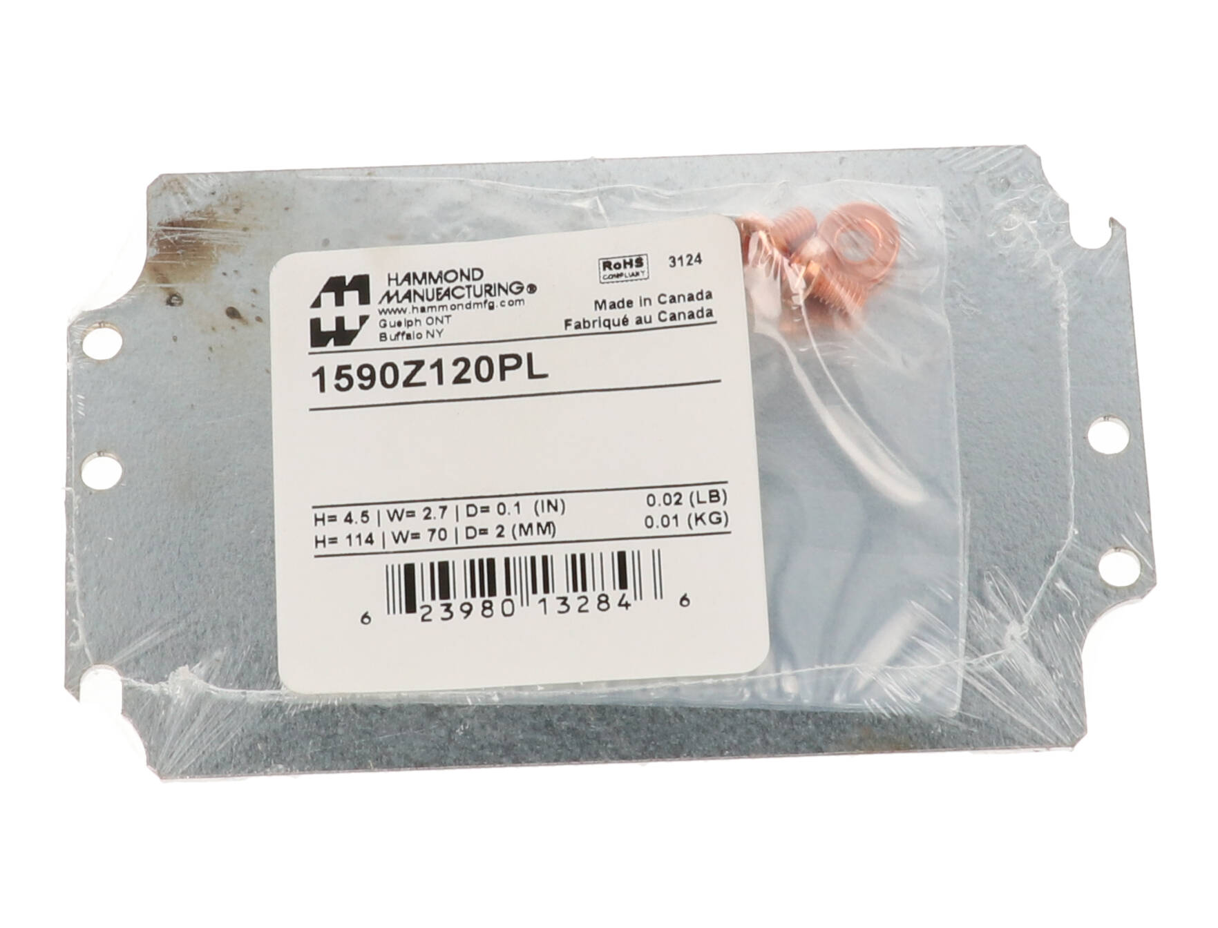 1590Z120PL galvanized steel inner mounting panel for the 1590Z120 diecast enclosure