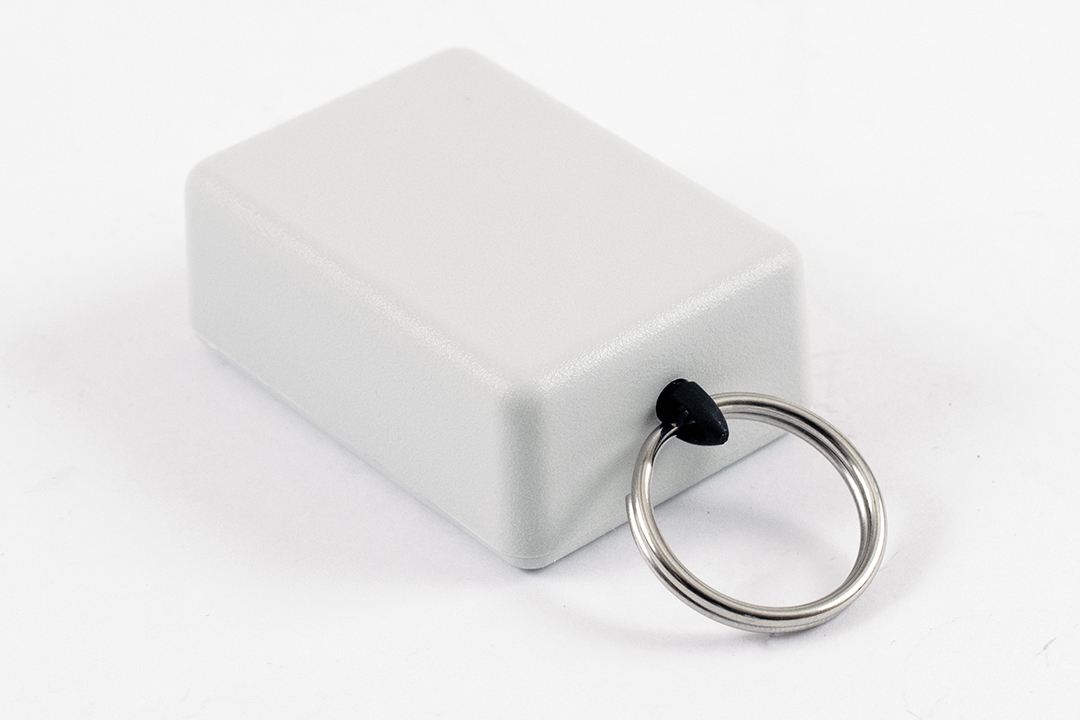 Hammond 1551GRGY light gray ABS plastic enclosure with key ring, 50 x 35 x 20 mm