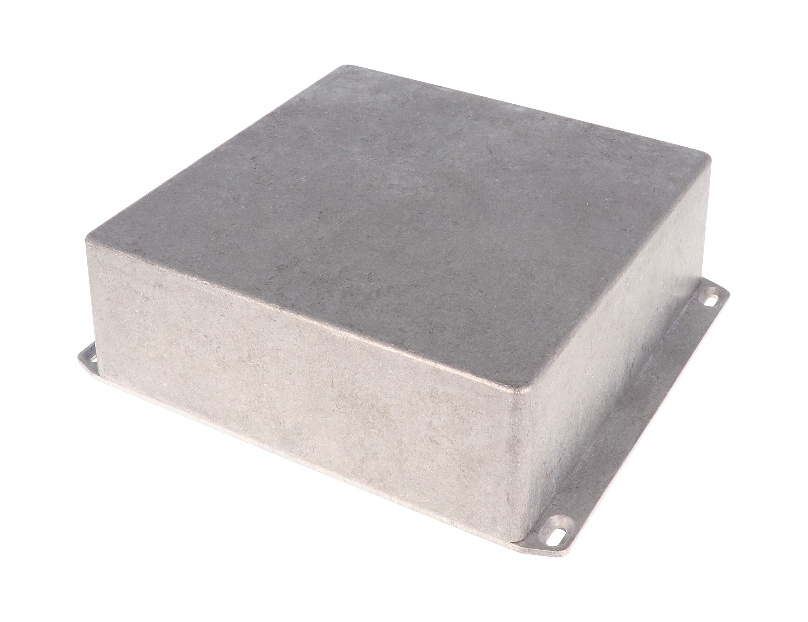 1590FFL natural square diecast aluminum enclosure with flanged wall-mounting lid, 188 x 188 x 67 mm