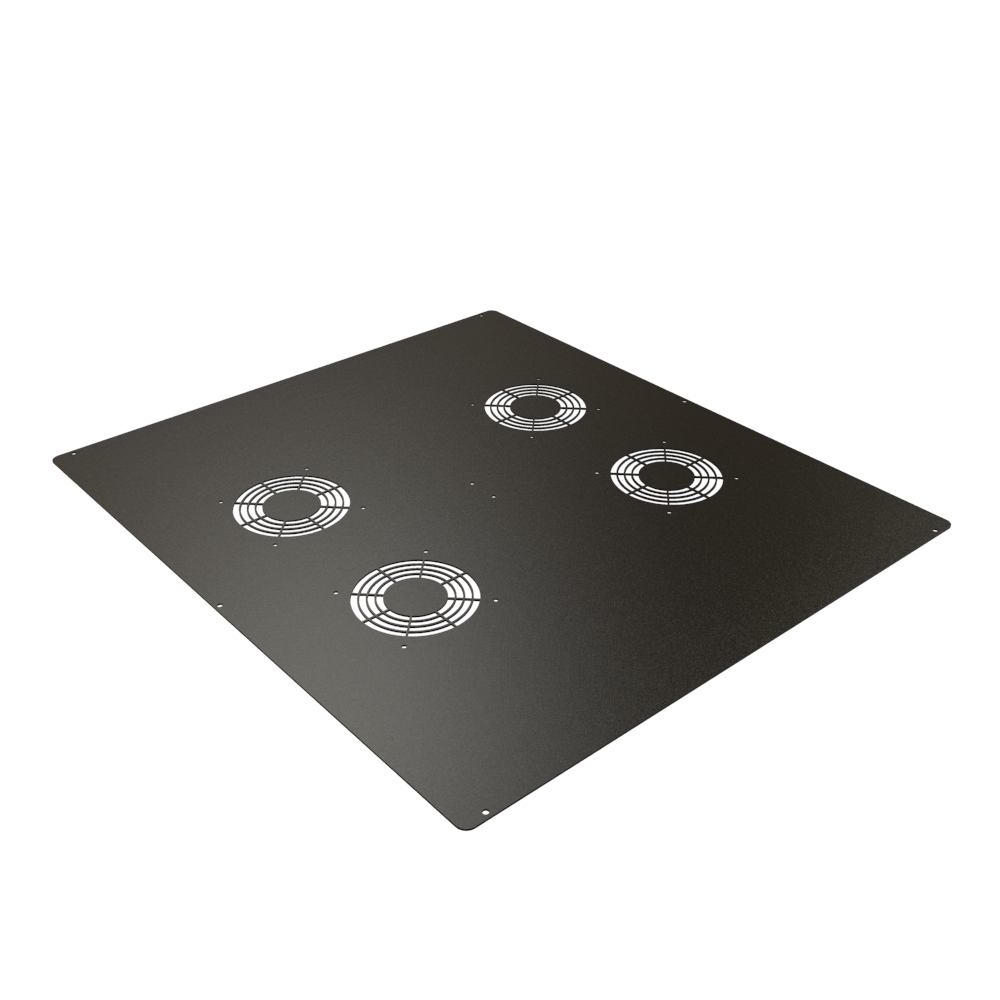 Hammond C2T2436VFBK1 black steel cabinet top panel with six 4.70 in fan grill openings for venting or fan mounting