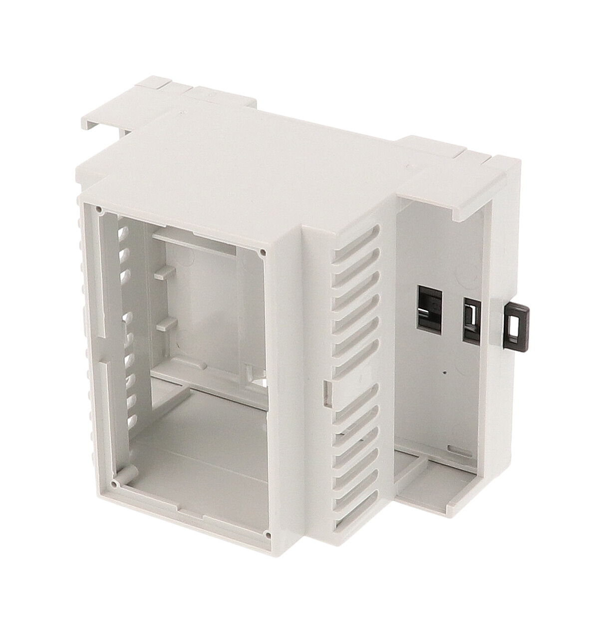 1597DIN4MH53V — Italtronic DIN4, OPEN TOP, OPEN TERMINALS 2 SIDES, VENTED, GREY