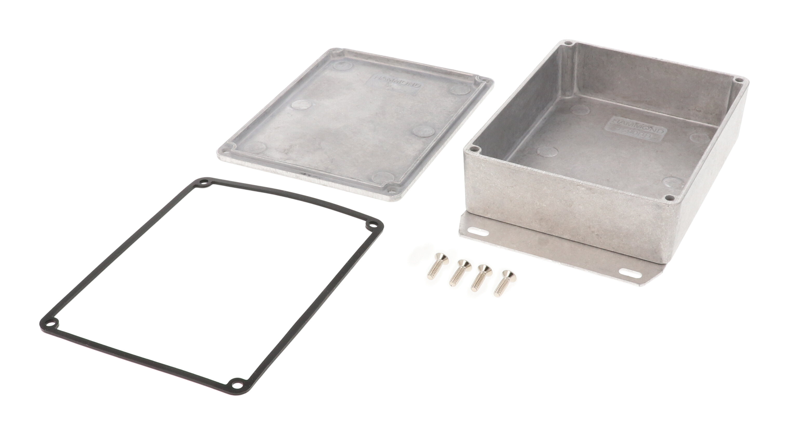 1590WBBF natural aluminum water-tight diecast enclosure with welded flanged bottom plate
