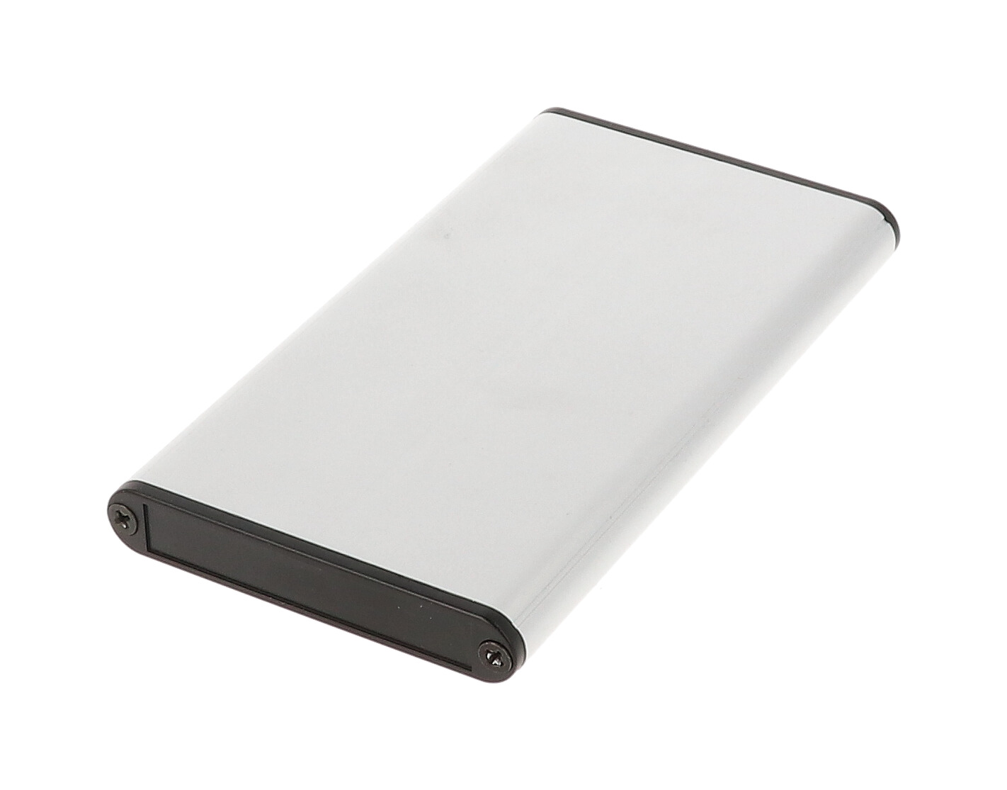 1455A1202 clear anodized extruded aluminum PC board enclosure, 120 x 70 x 12 mm, with black plastic end panels