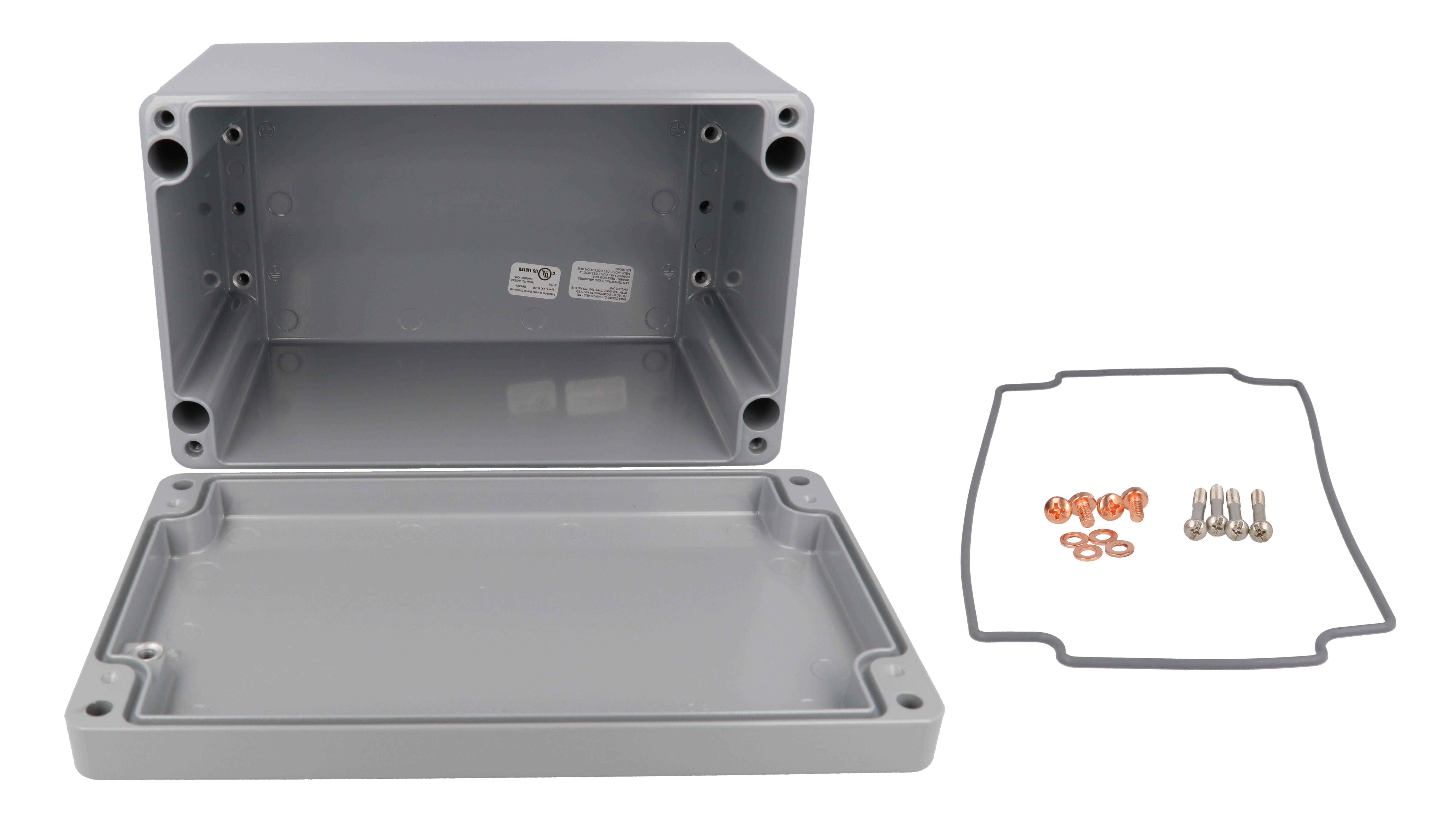1590Z163GY smooth gray RAL 7001 deep diecast aluminum enclosure, 260 x 160 x 160 mm