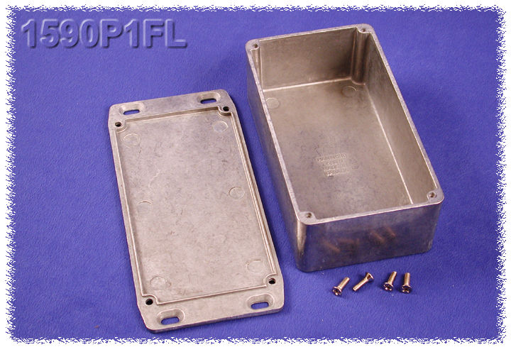 1590P1FL natural diecast aluminum 153 x 83 x 50 mm enclosure with wall-mounting flanged lid