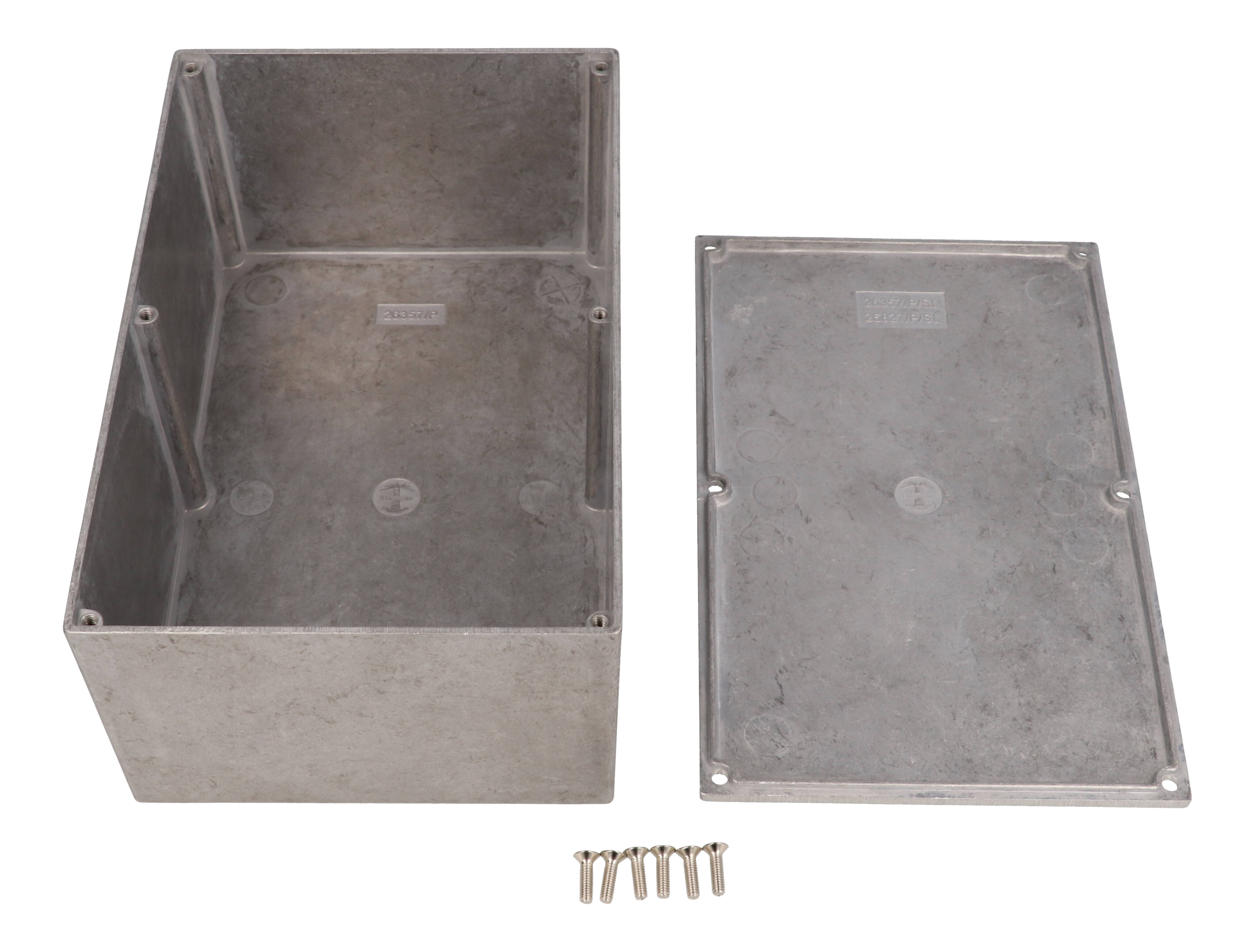 26357PSLA Eddystone natural finish diecast aluminium enclosure, 188 mm x 119 mm x 82 mm