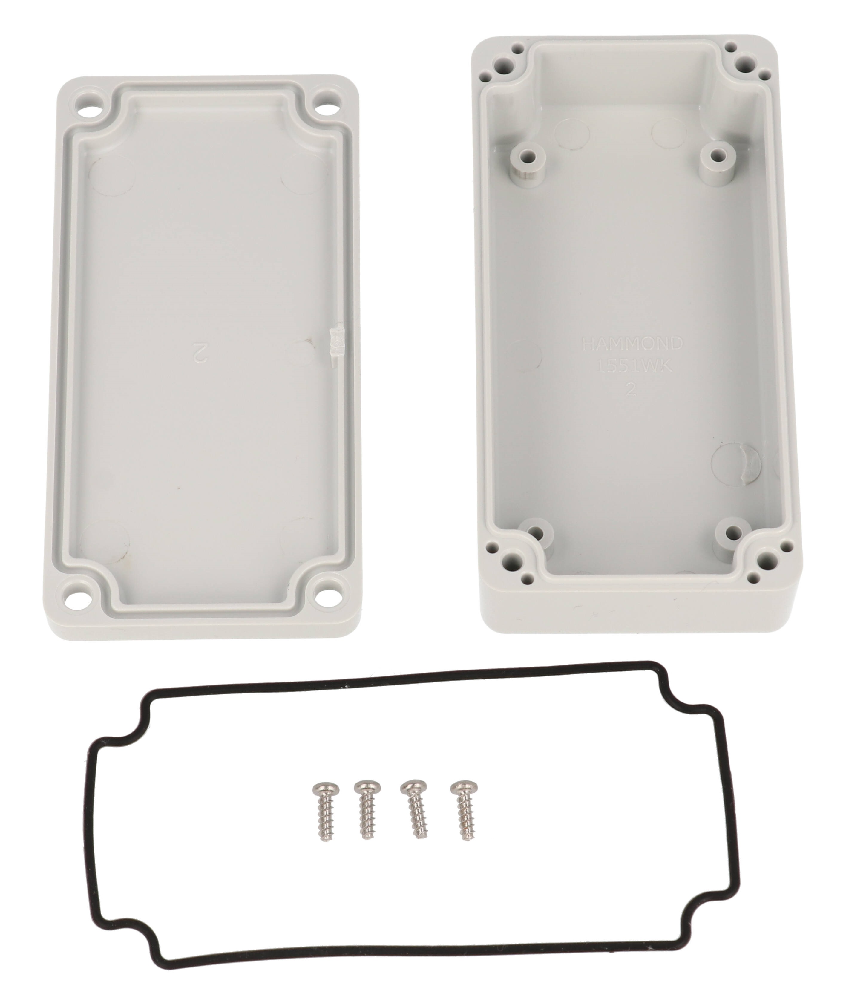 1551WKGY light gray 80 x 40 x 22 mm watertight polycarbonate miniature enclosure with lid