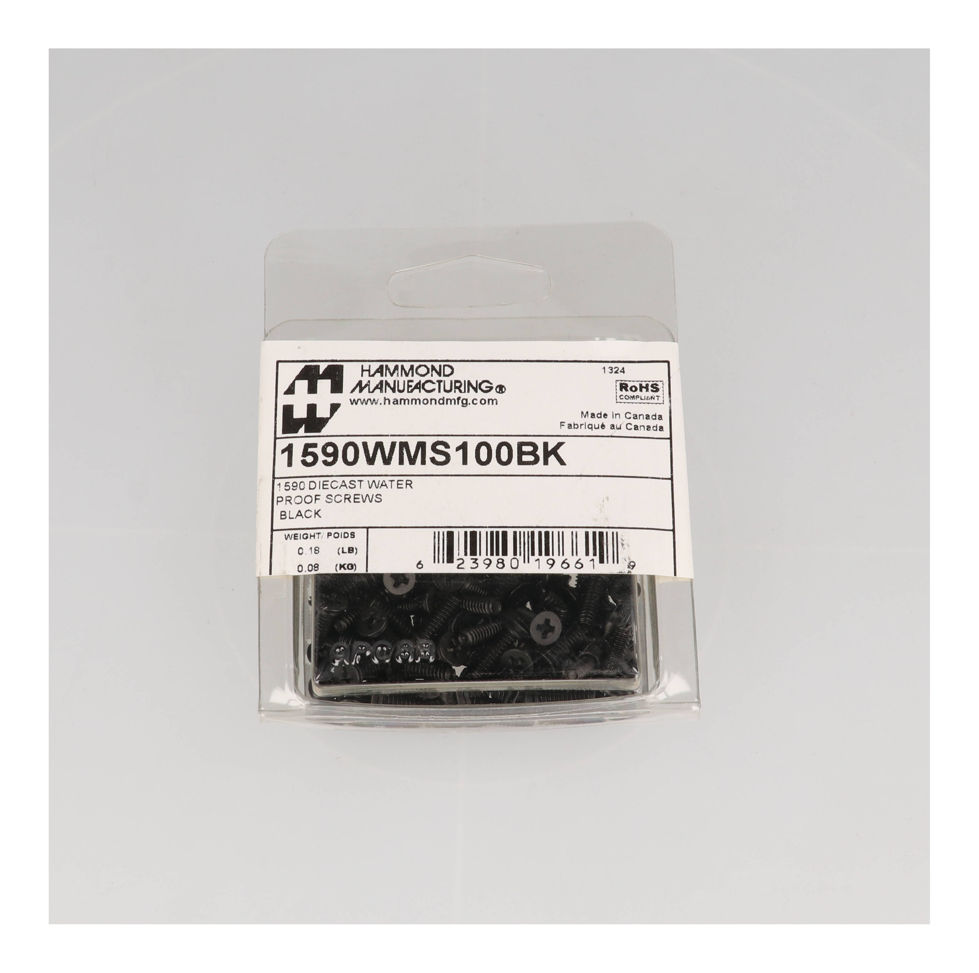 1590WMS100BK 100-pack of black #6-32 x 1/2 inch stainless steel watertight screws with o-rings