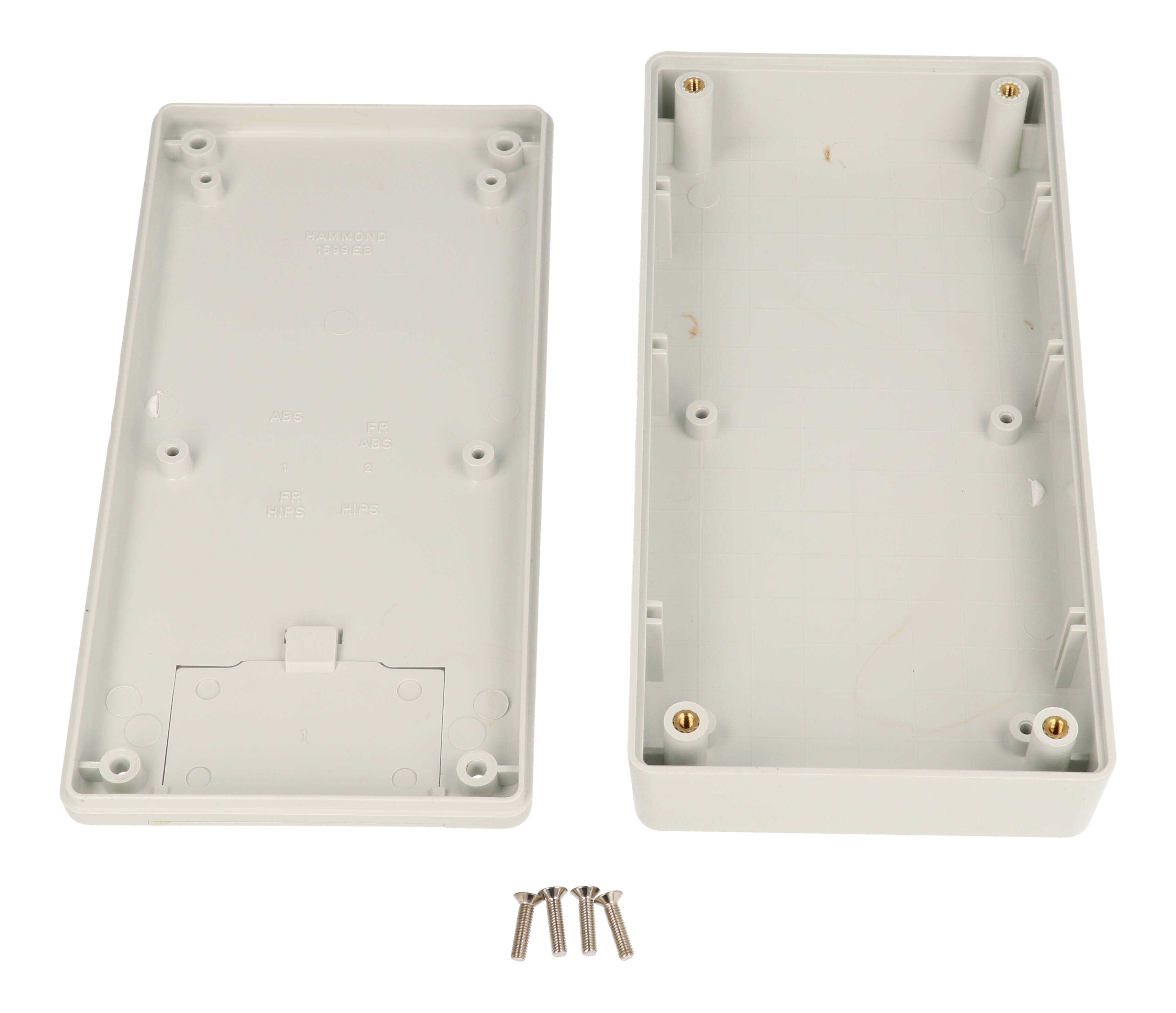 1599EGYBAT light grey flame retardant handheld enclosure with battery door