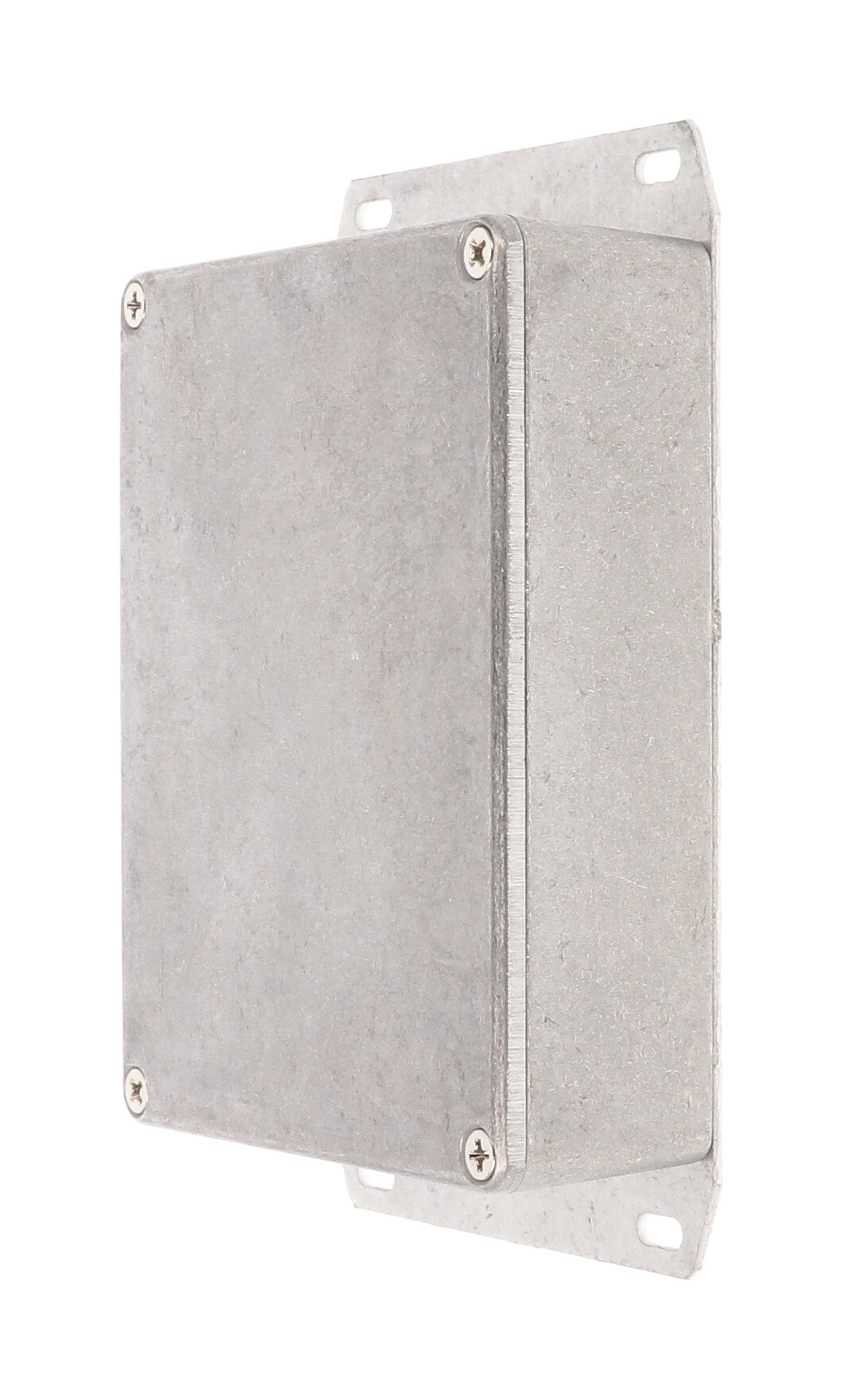 1590BBF natural finish diecast aluminum enclosure with welded bottom mounting flange